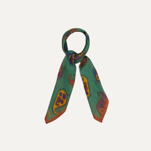 Green Flower Paisley Print Silk-Cotton Bandana