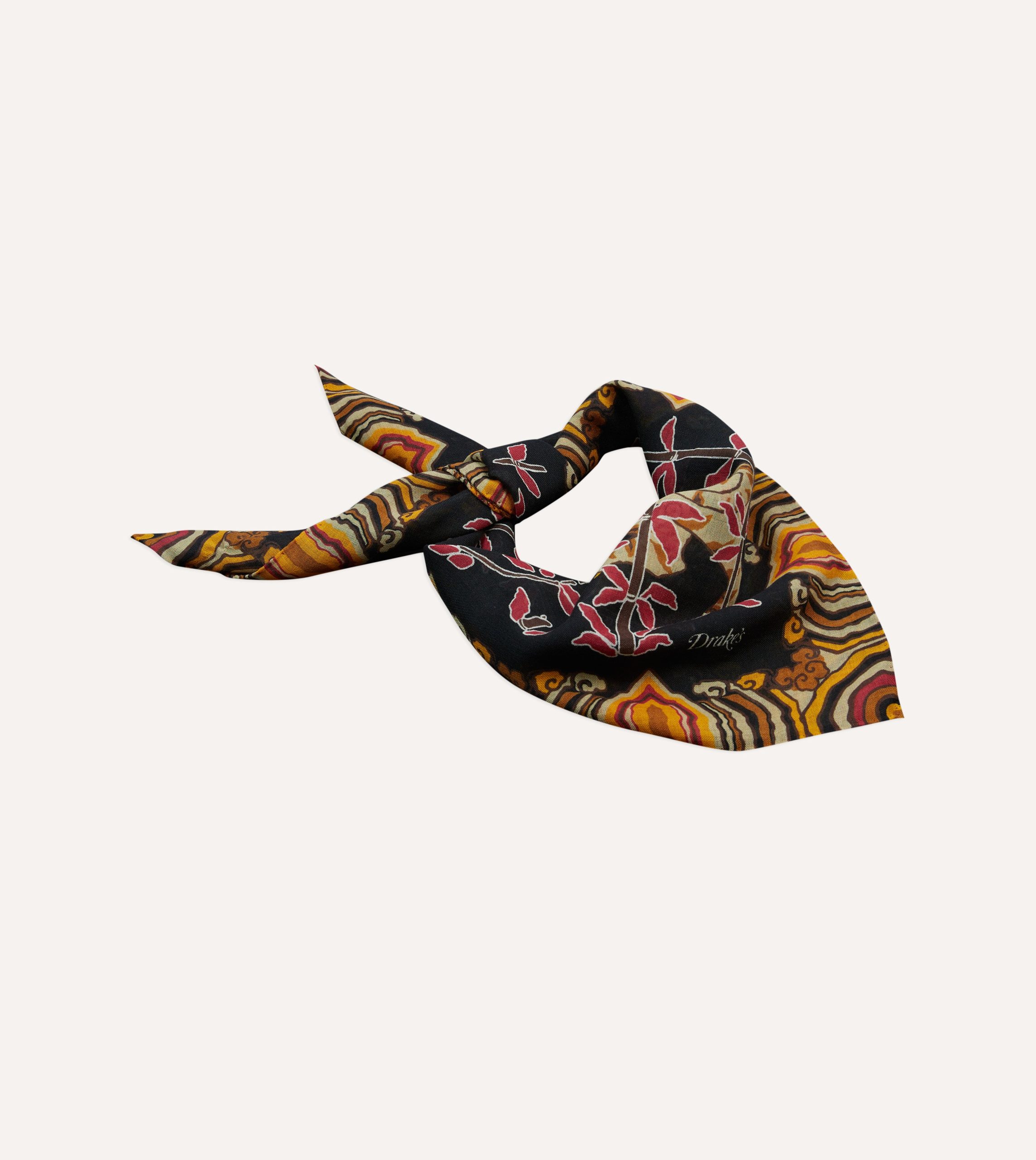 Black Tigers Print Wool-Silk Bandana - Image 4