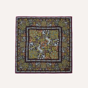 Purple Mythical Forest Print Wool-Silk Bandana