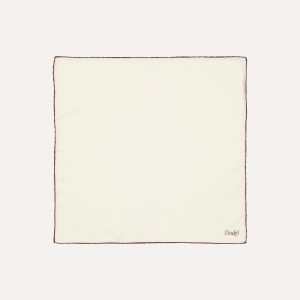 Ivory and Burgundy Shoestring Border Silk Pocket Square