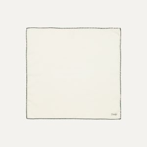 Ivory and Green Shoestring Border Silk Pocket Square