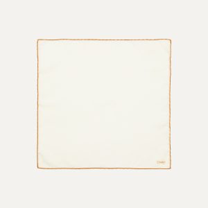Ivory and Gold Shoestring Border Silk Pocket Square