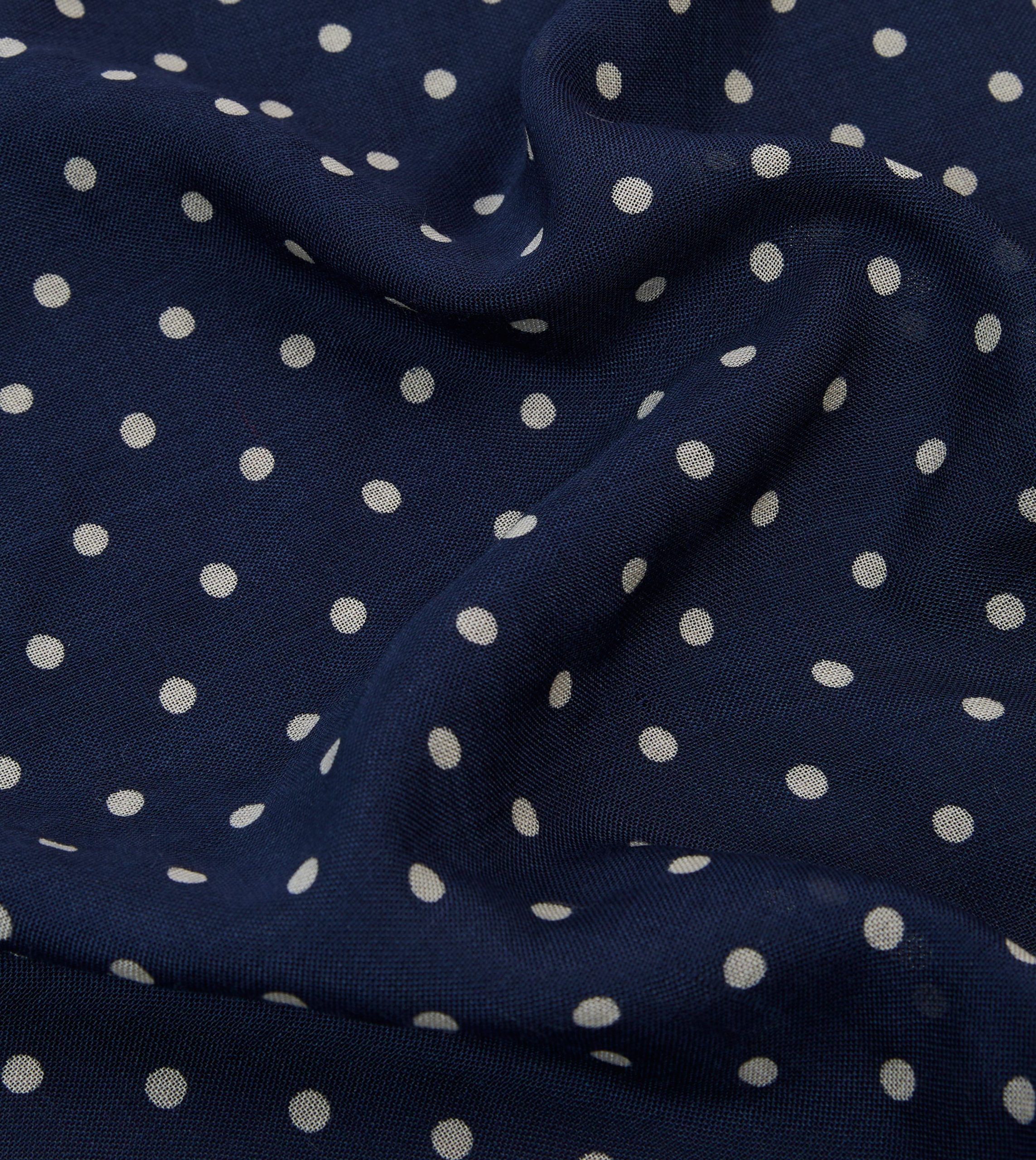 Navy Spot Print Wool-Silk Pocket Square - Image 2