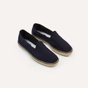 Navy Herringbone Cotton Espadrilles