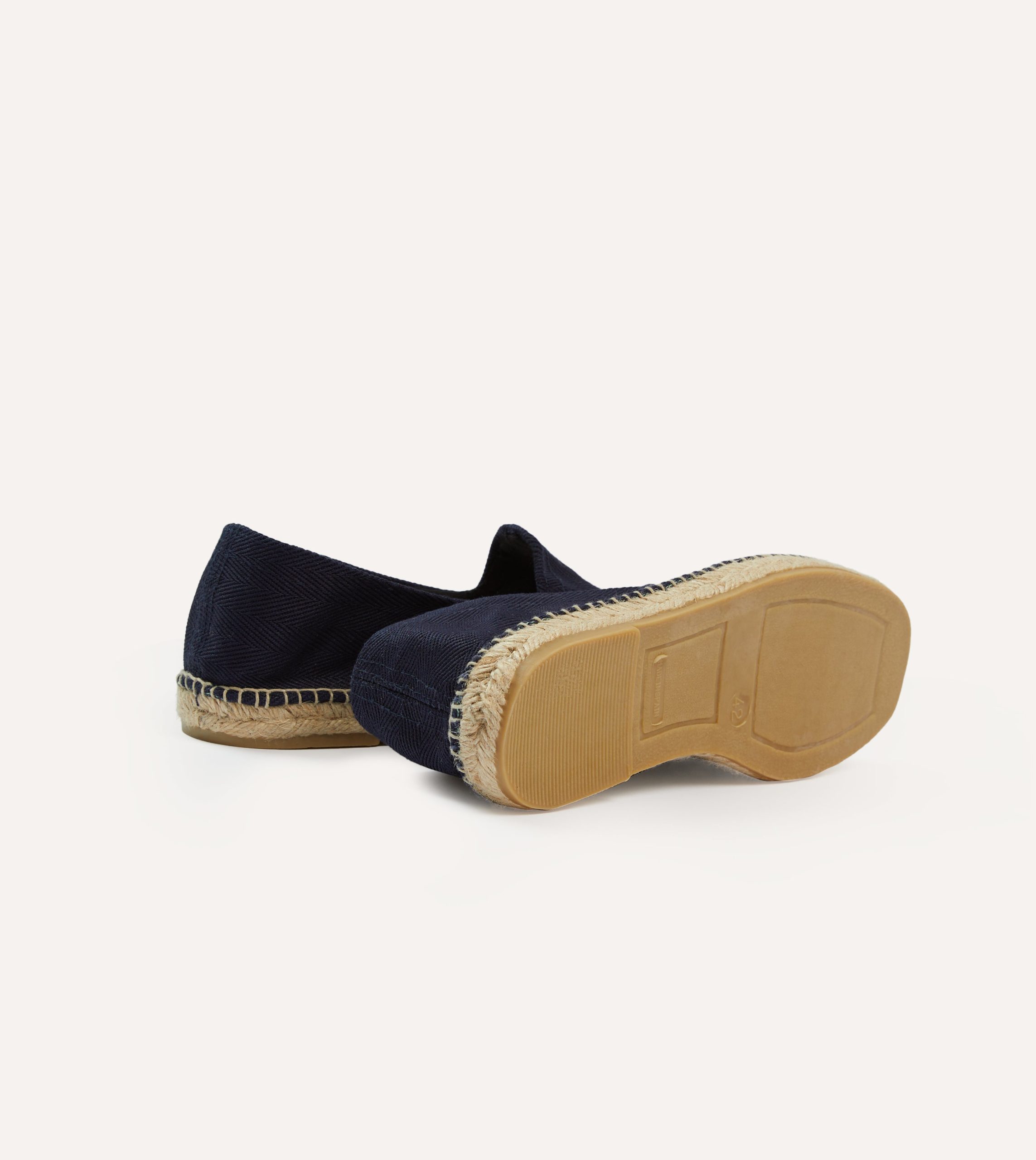 Navy Herringbone Cotton Espadrilles - Image 2