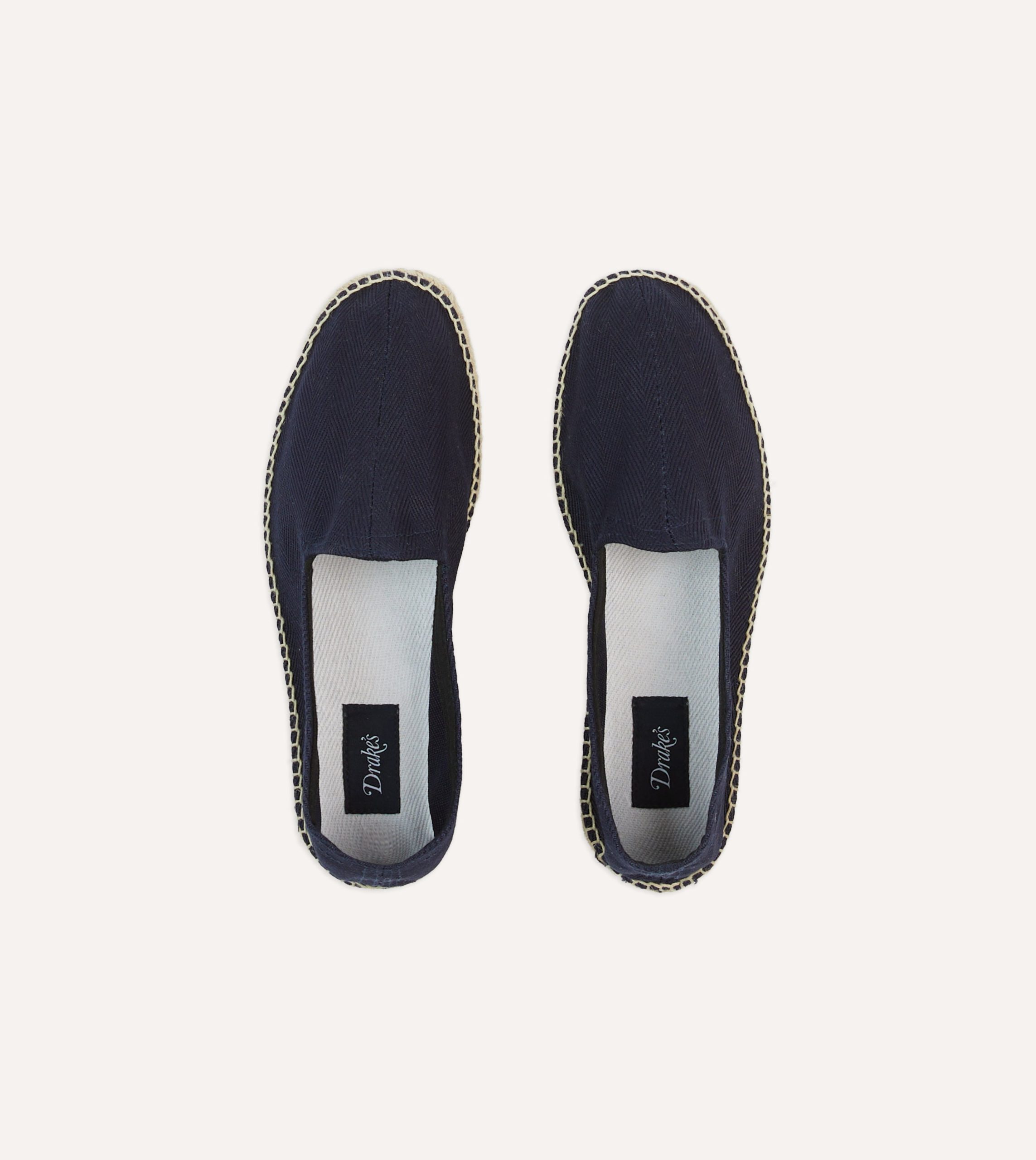 Navy Herringbone Cotton Espadrilles - Image 4
