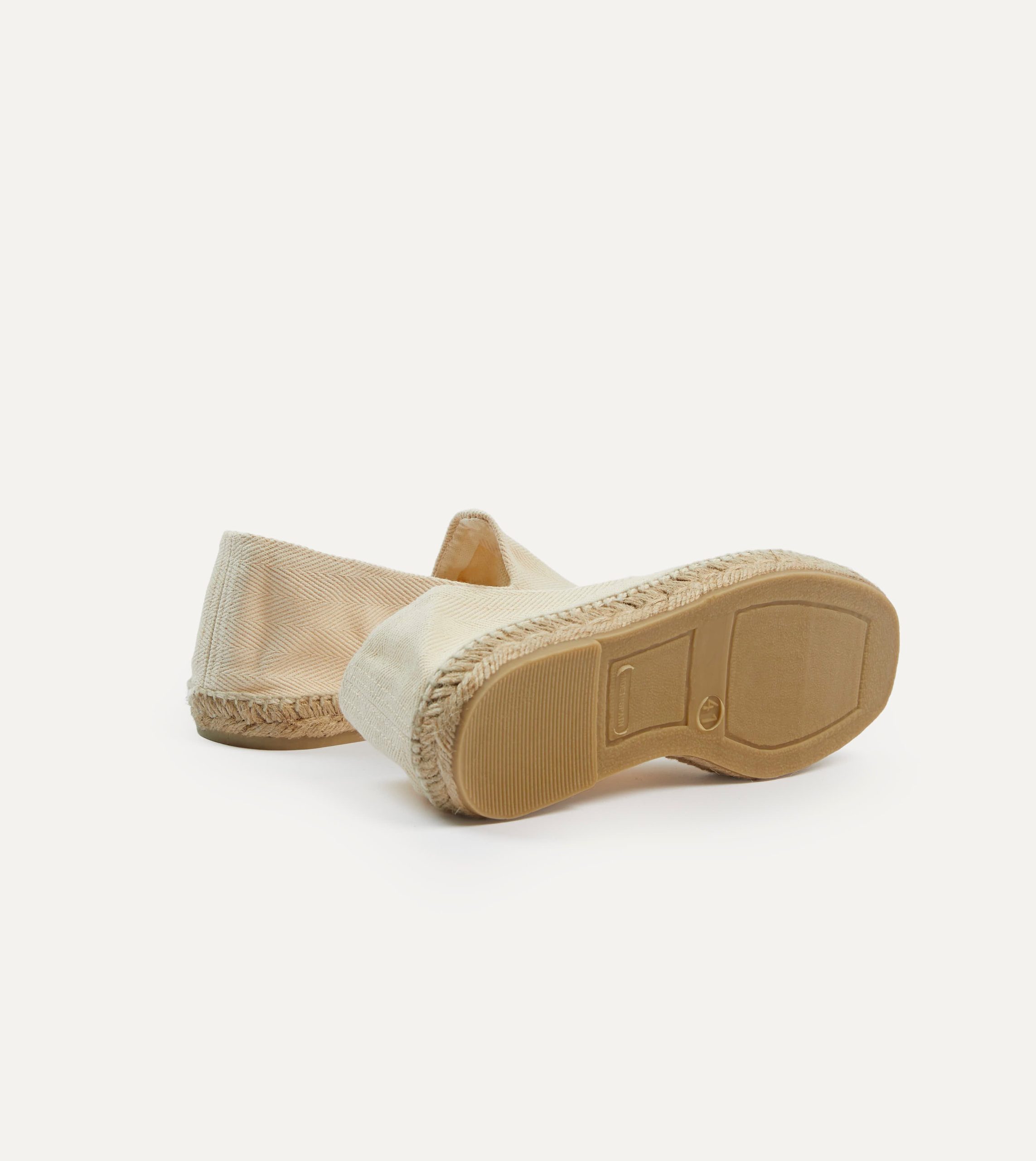 Ecru Herringbone Cotton Espadrilles - Image 2