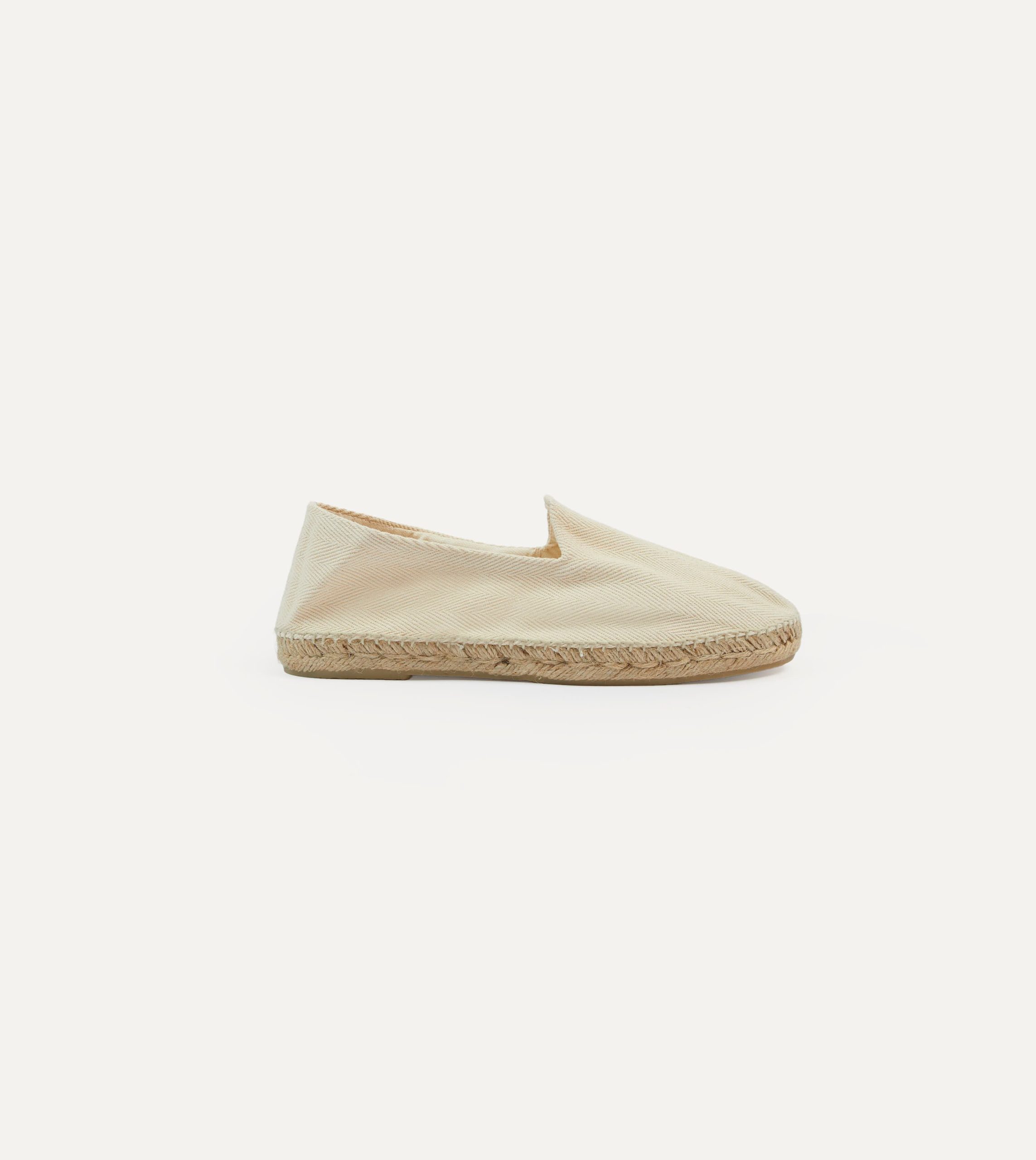 Ecru Herringbone Cotton Espadrilles - Image 6