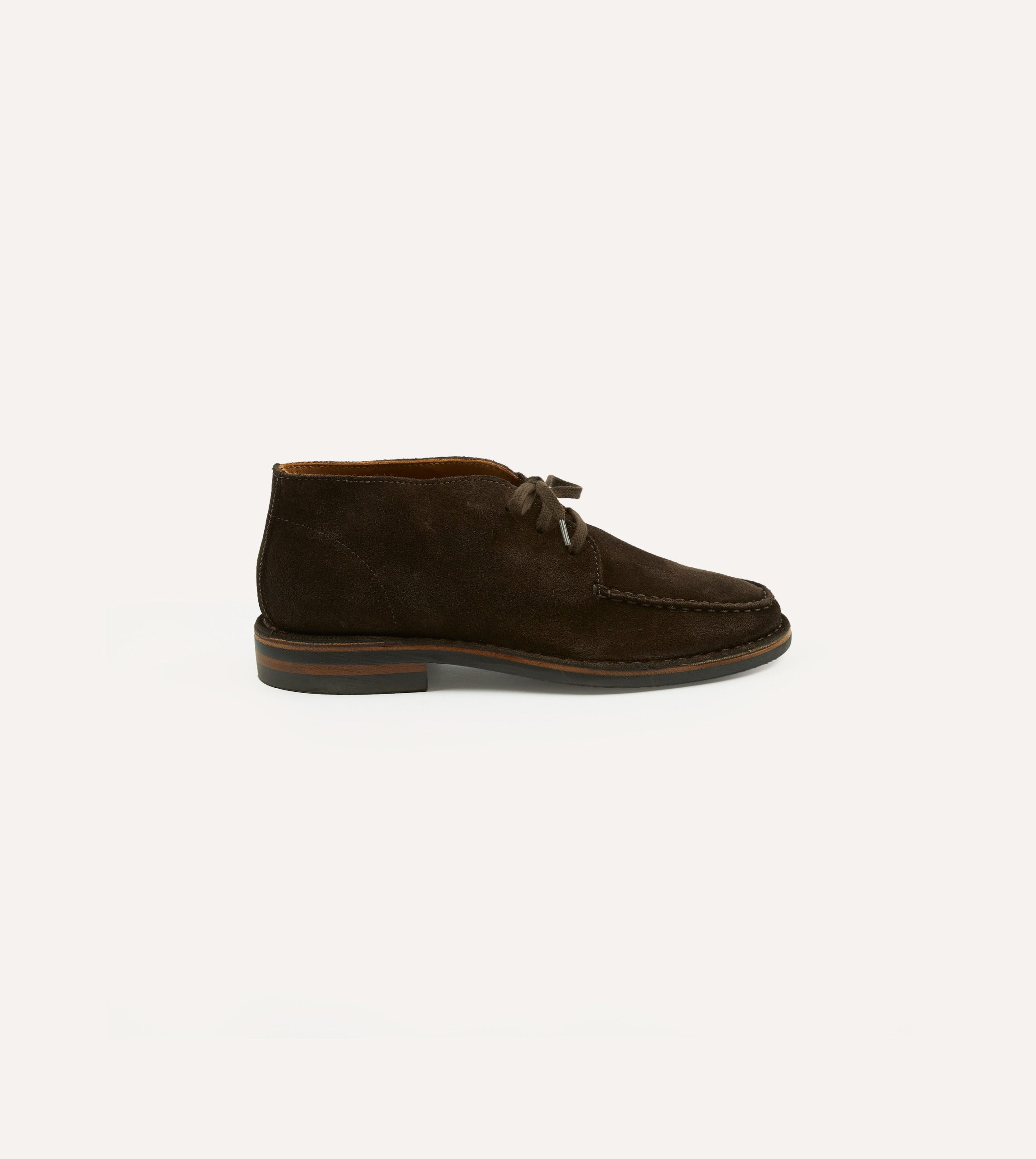 Crosby Moc-Toe Chukka Boot Dark Brown Roughout Suede with Rubber Sole - Image 6