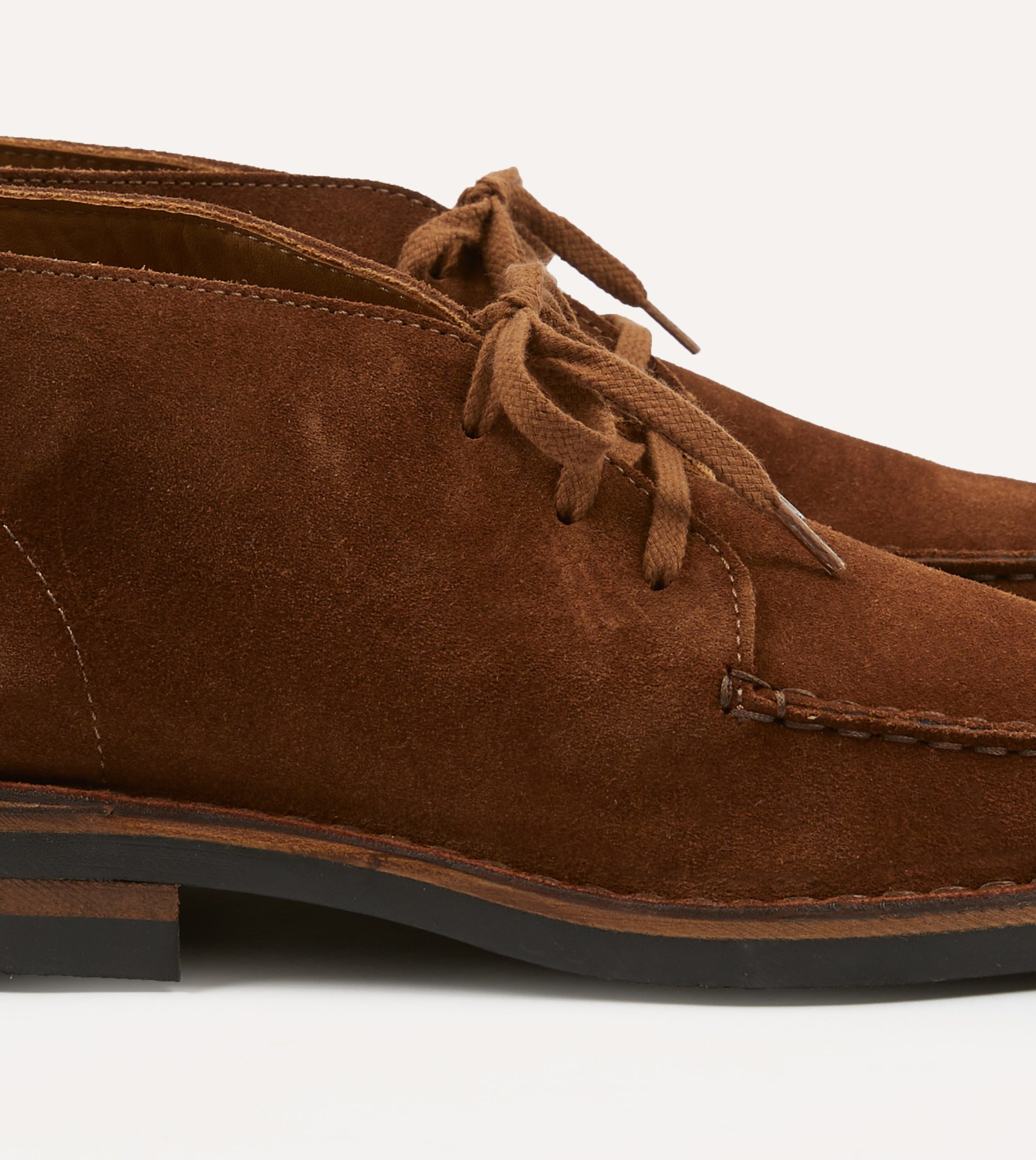 Crosby Moc-Toe Chukka Boot Light Brown Roughout Suede with Rubber Sole - Image 3