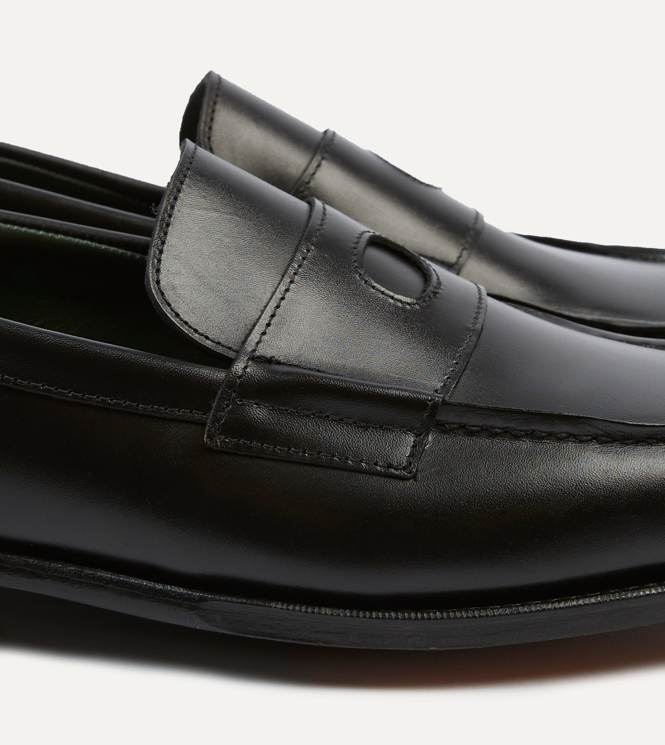Black Calf Leather Charles Mk II Goodyear Welted Penny Loafer - Image 3