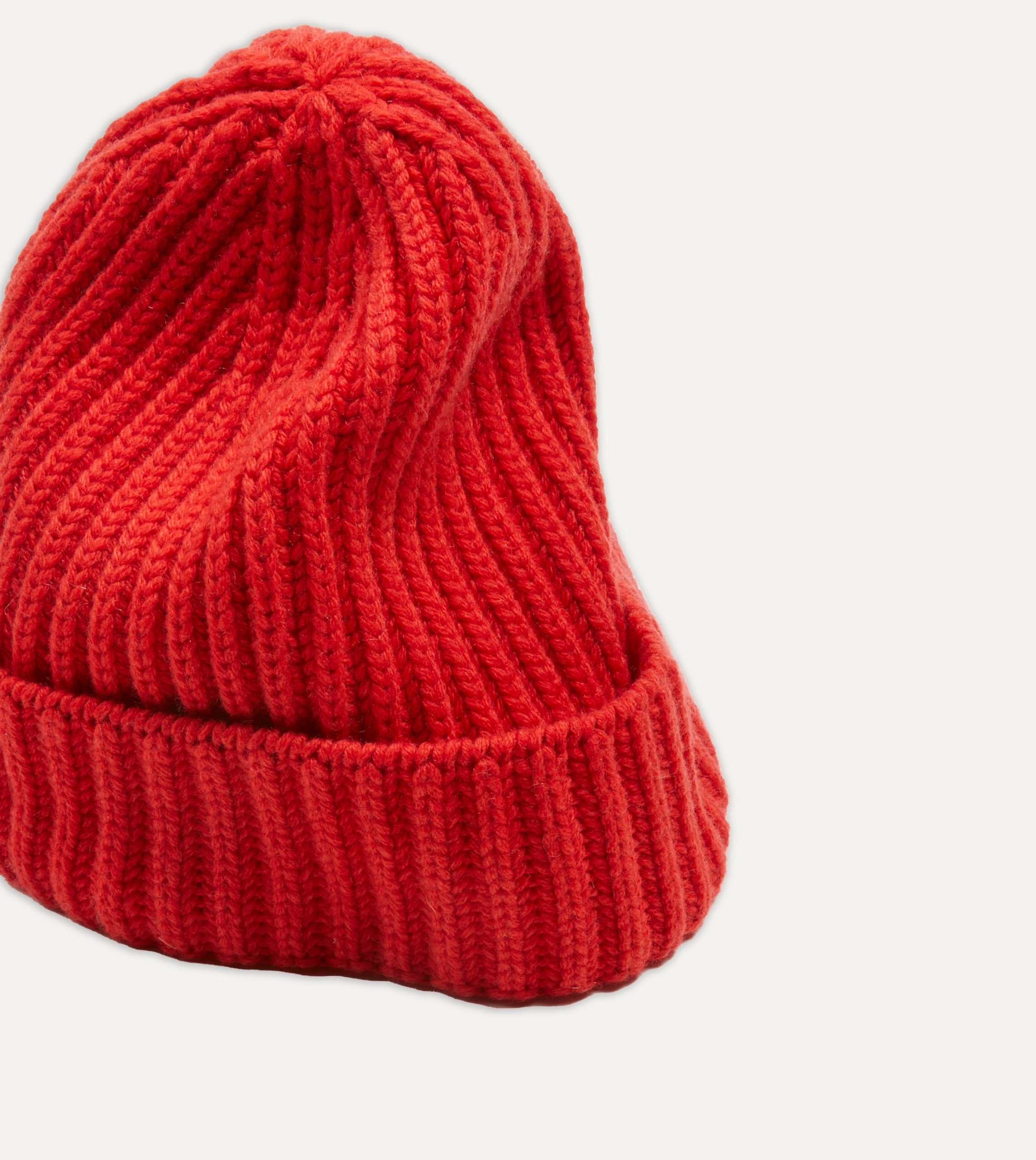 Orange Cashmere Ribbed Knit Cap - Image 3