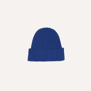 Royal Blue Lambswool Ribbed Knit Cap