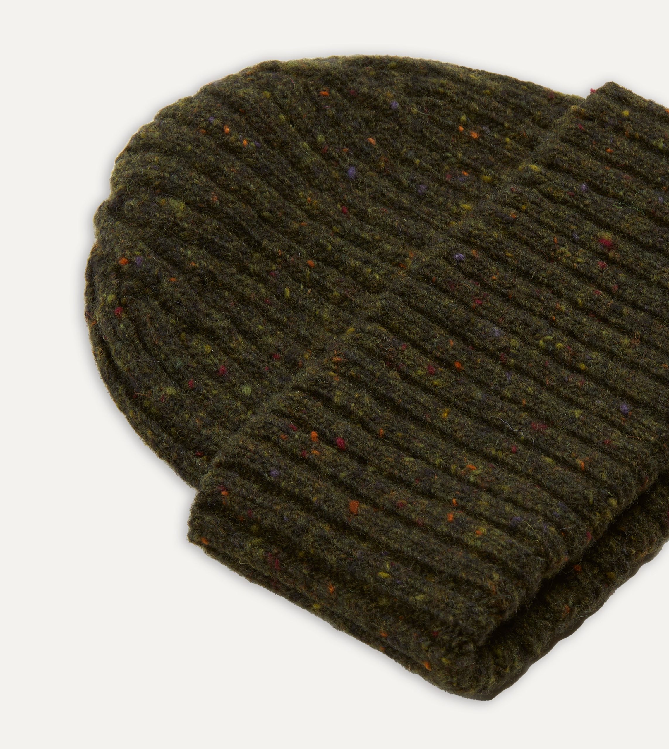 Green Ribbed Merino Donegal Knit Cap - Image 4