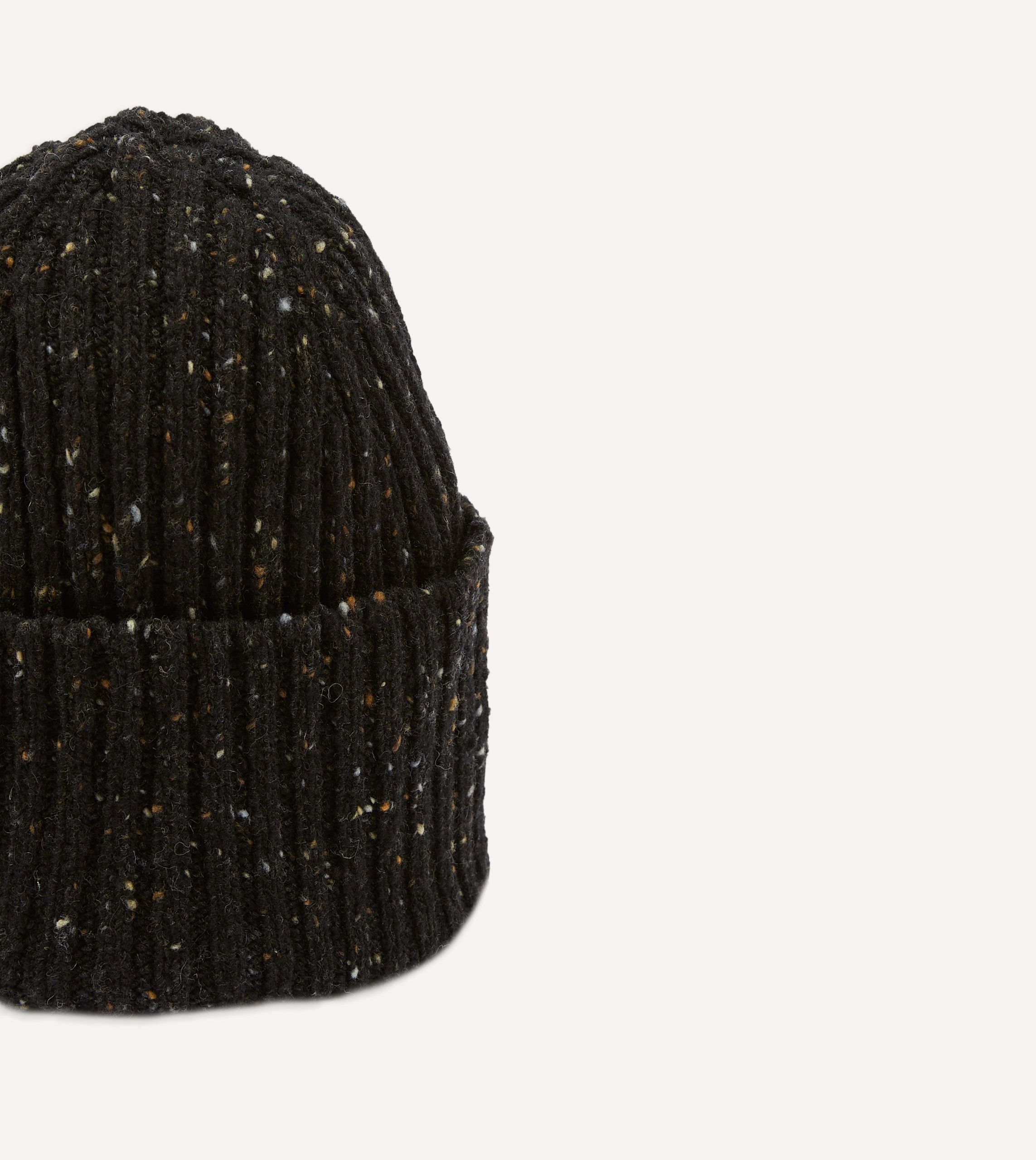 Dark Brown Donegal Ribbed Merino Knit Cap - Image 3