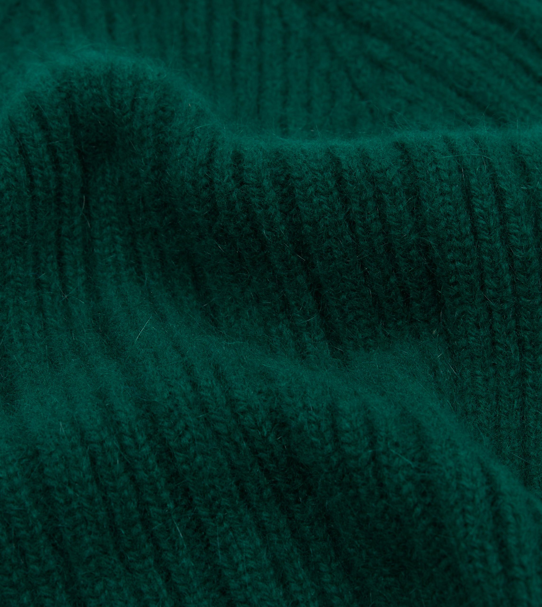 Forest Green Angora Lambswool Ribbed Knit Cap - Image 2