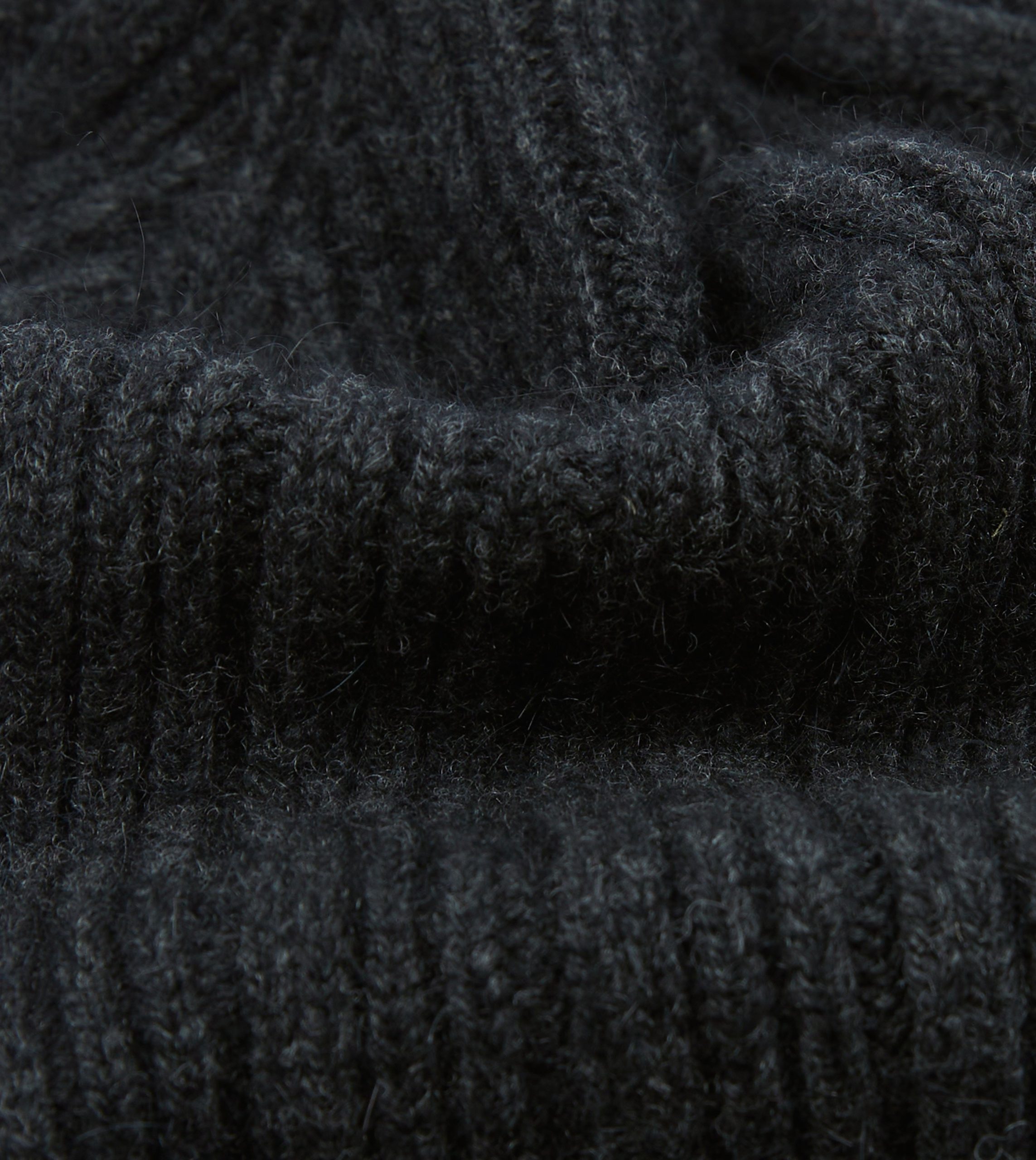 Dark Grey Angora Lambswool Ribbed Knit Cap - Image 2