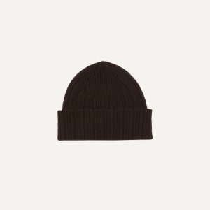 Brown Geelongora Ribbed Knit Cap