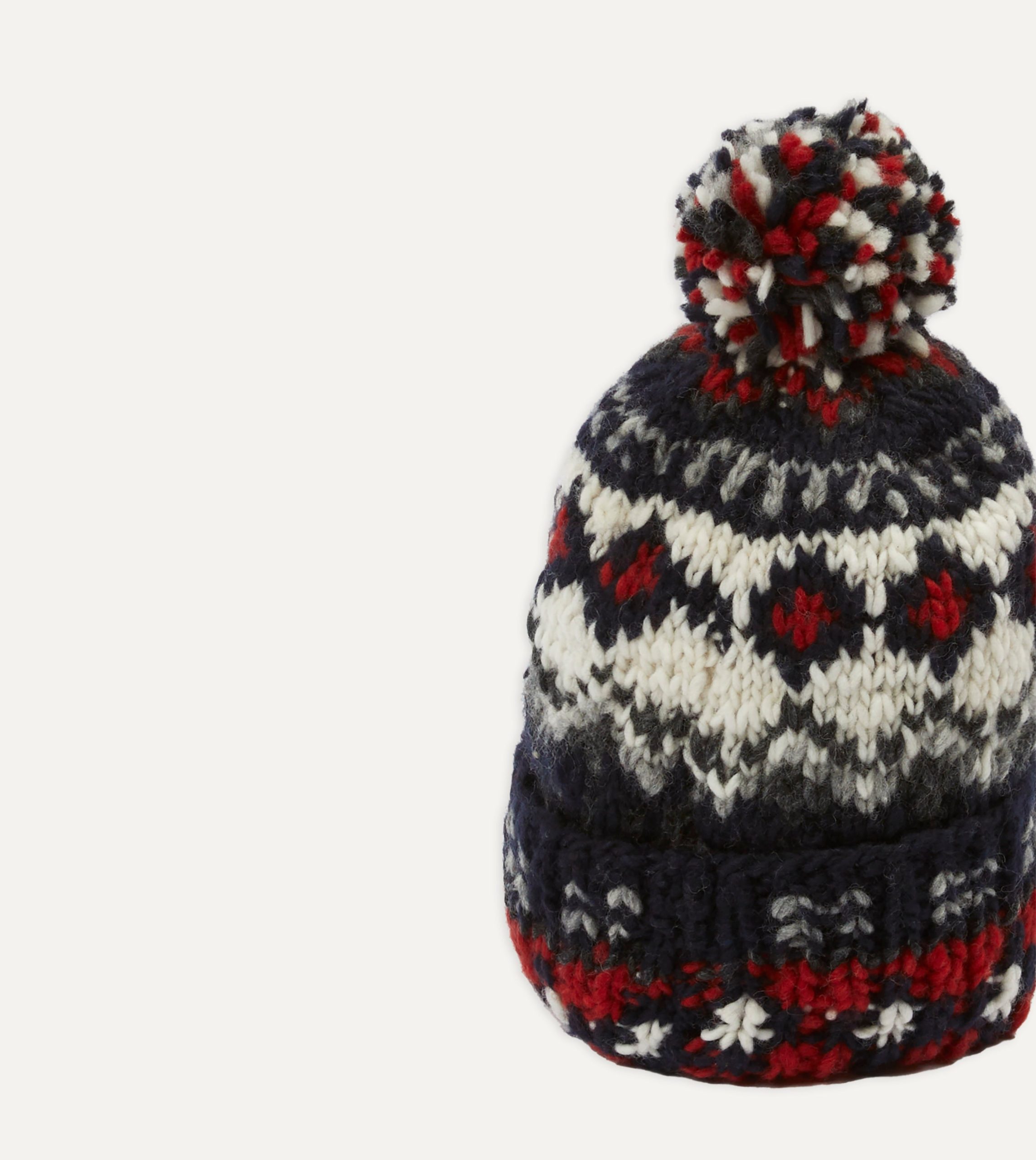Chamula for Drake's Navy Fairisle Merino Knit Cap - Image 4