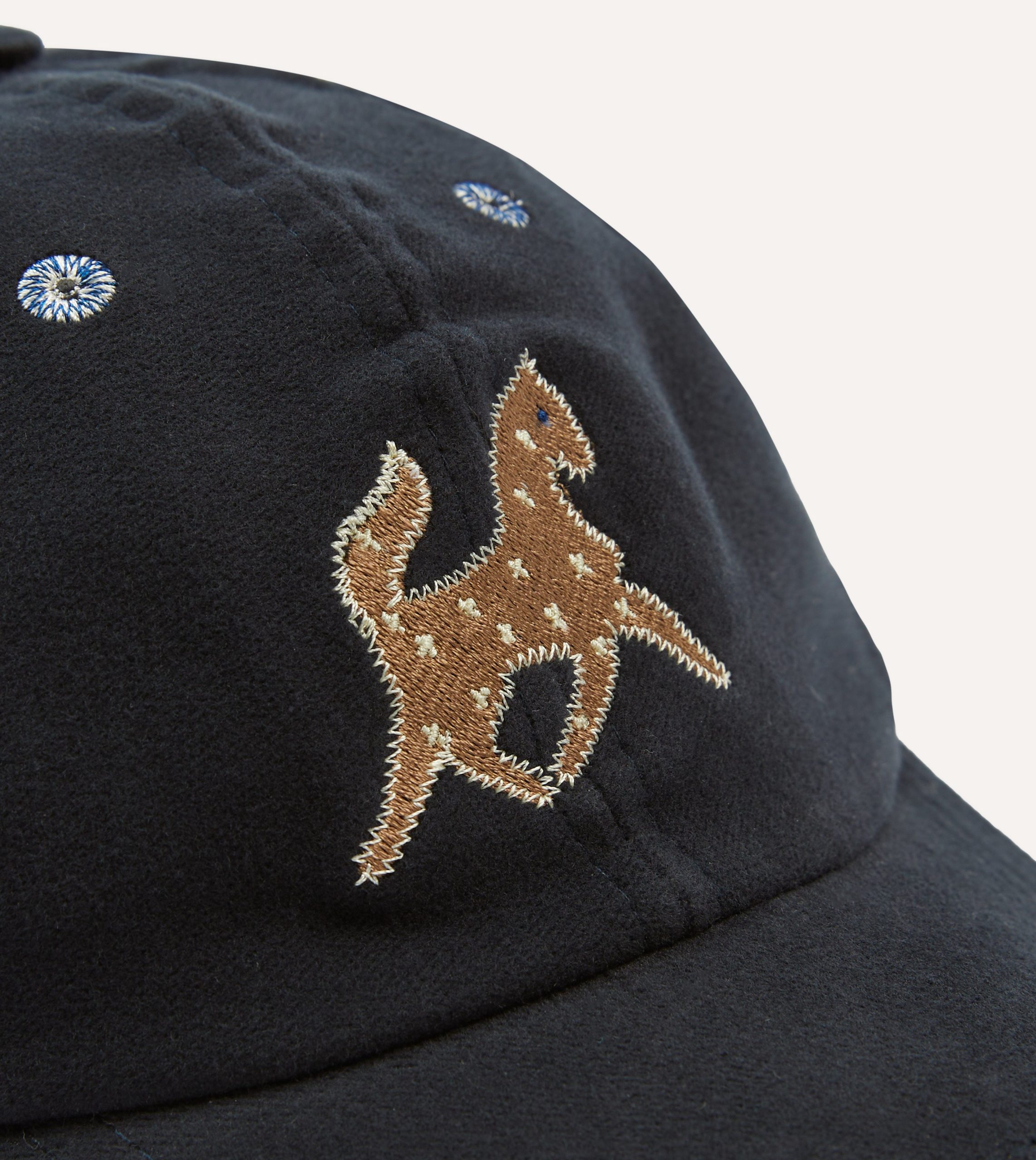 Navy Horse Emblem Moleskin Baseball Cap - Image 3