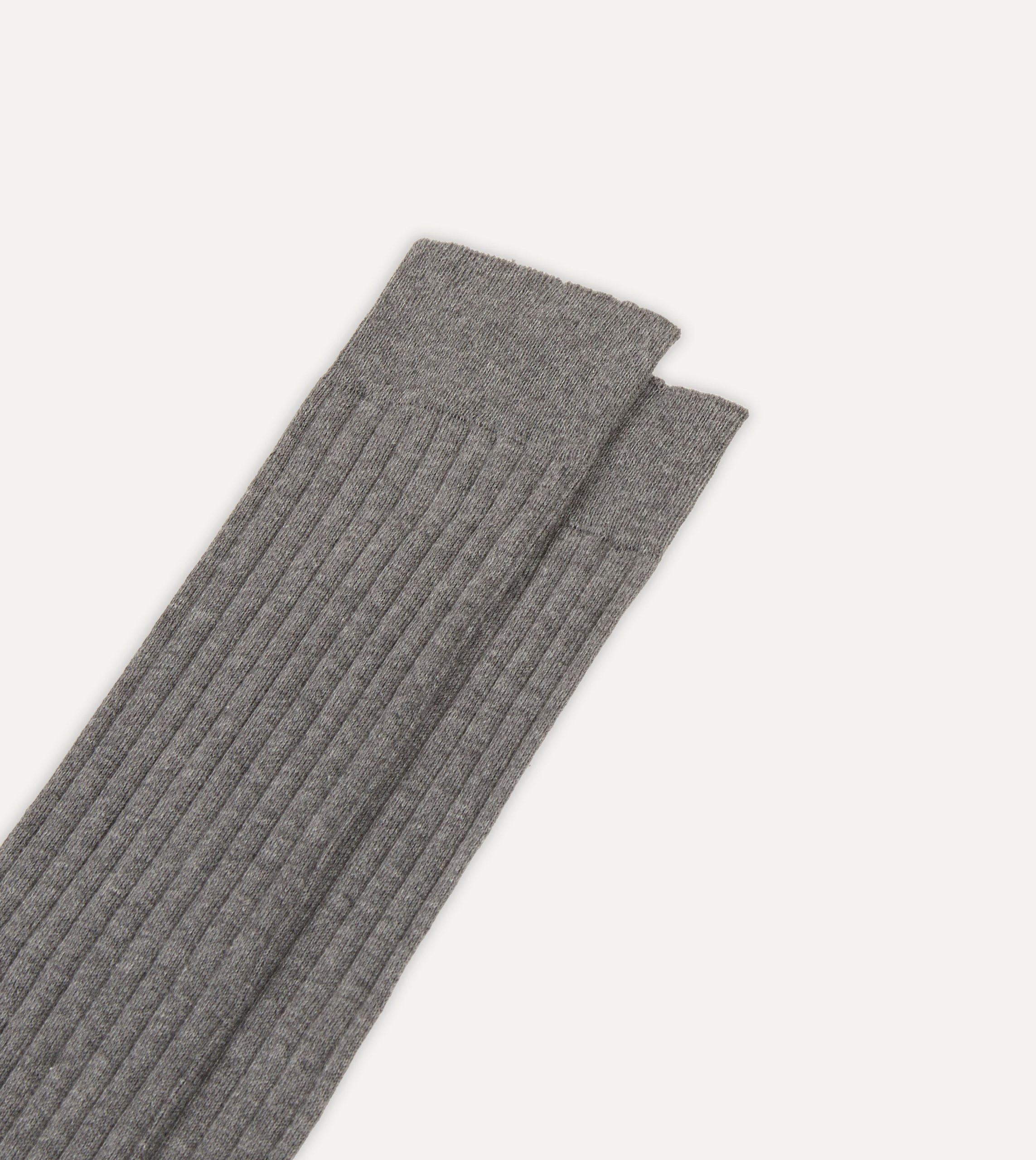 Mid-Grey Cotton Over-the-Calf Socks - Image 3