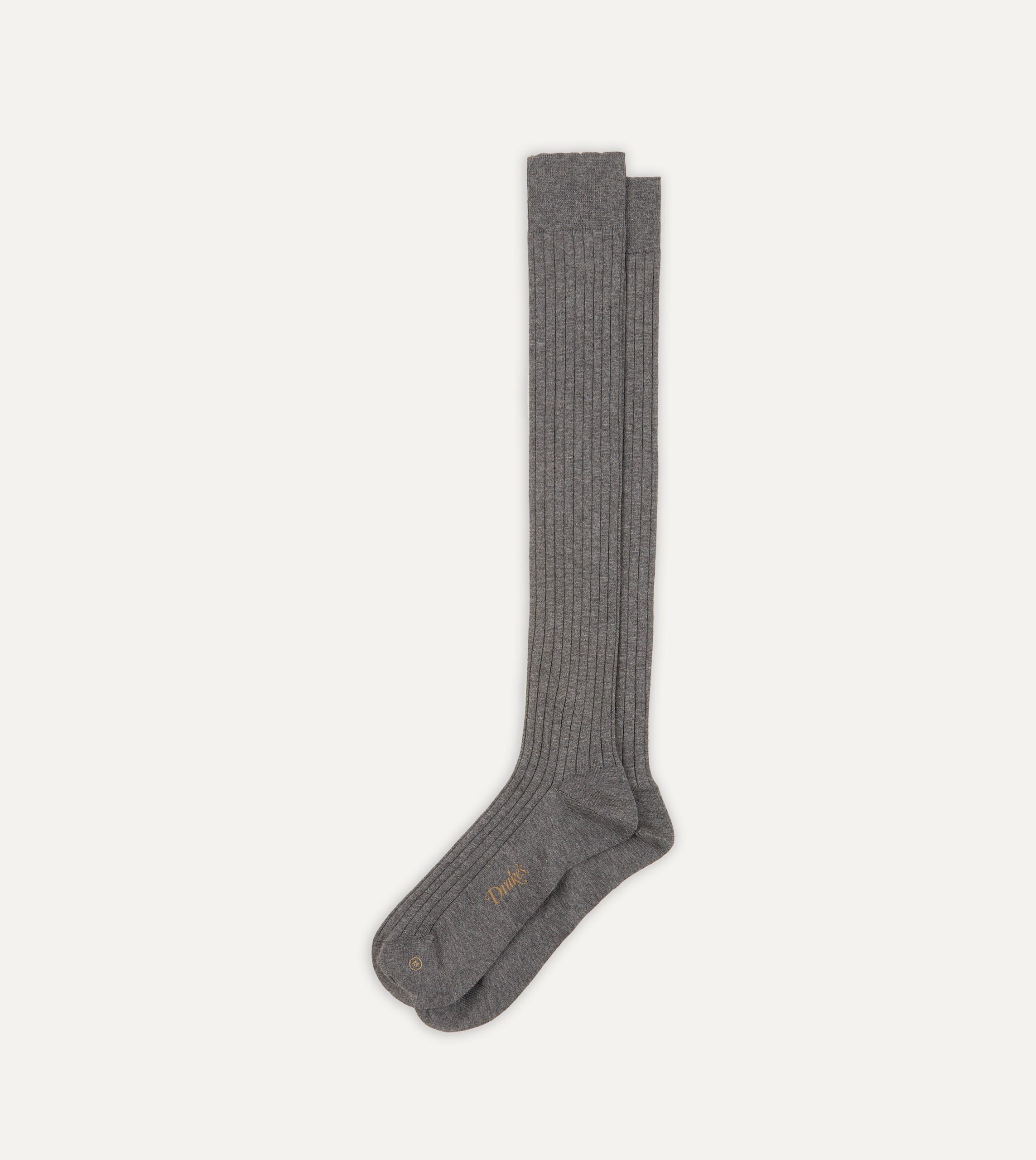 Mid-Grey Cotton Over-the-Calf Socks - Image 4