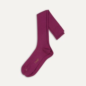 Fuchsia Cotton Over-the-Calf Socks