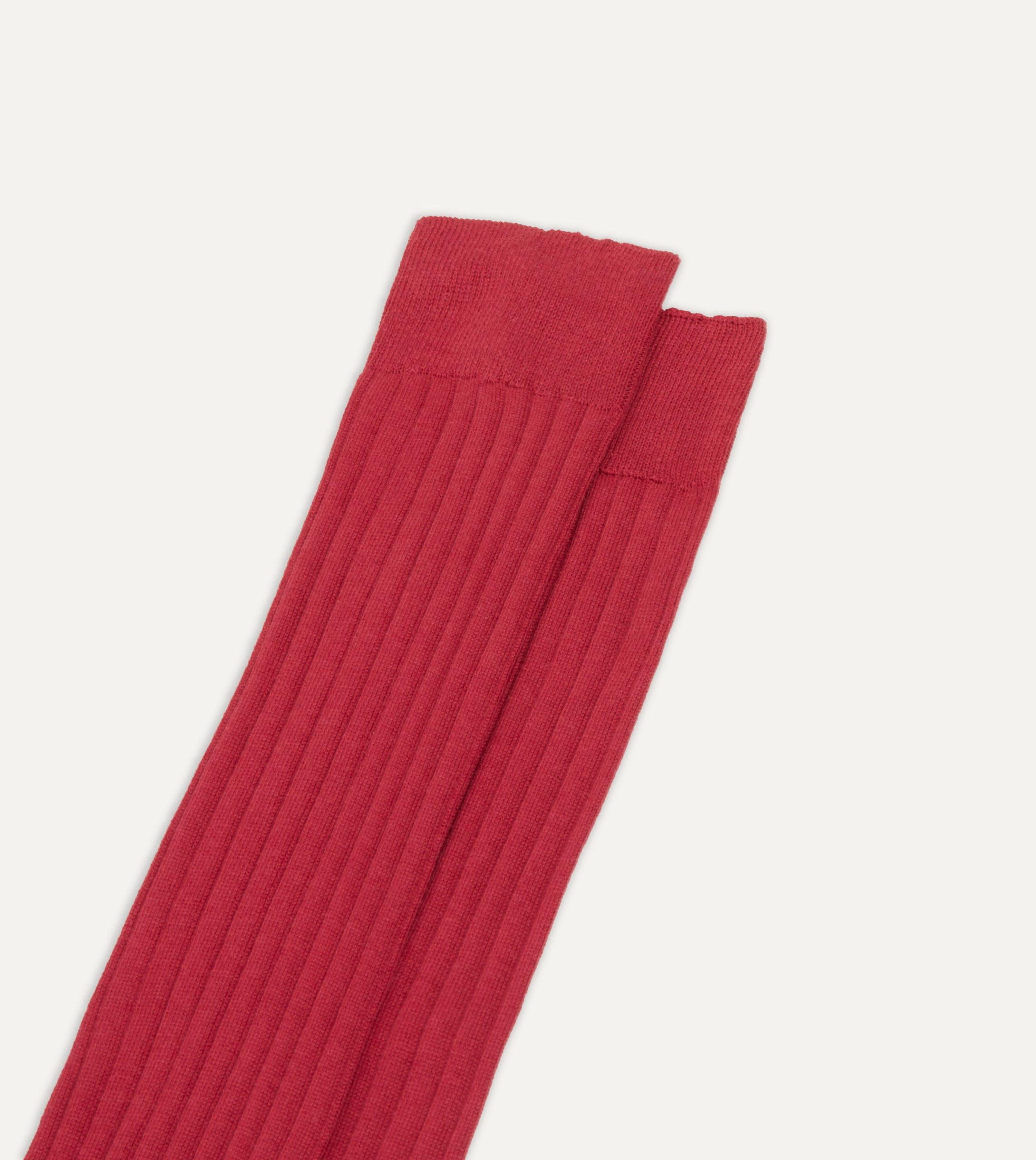 Red Cotton Over-the-Calf Socks - Image 3