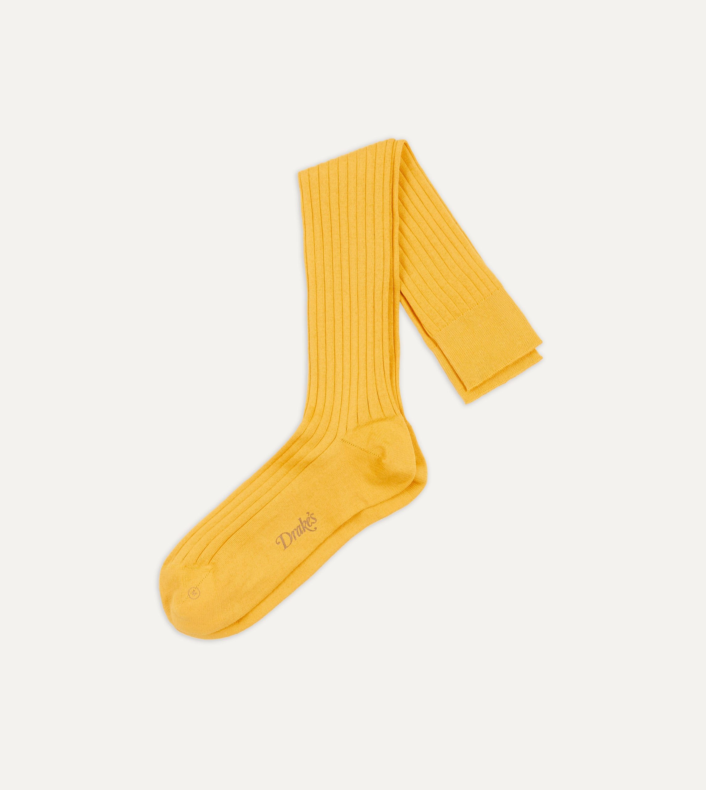 Yellow Cotton Over-the-Calf Socks