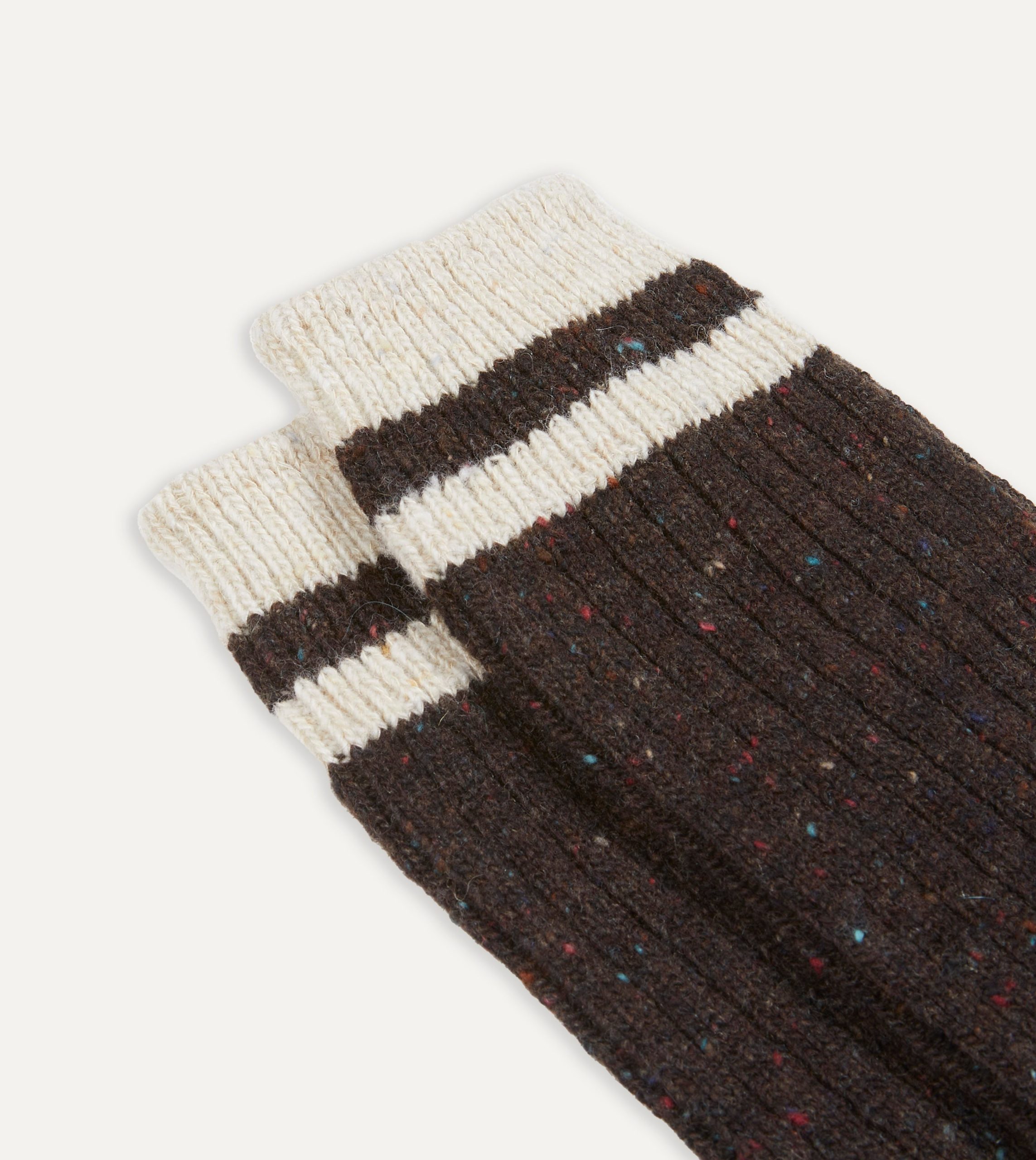 Brown Striped Donegal Wool Socks - Image 3