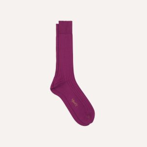 Fuchsia Cotton Mid-Calf Socks