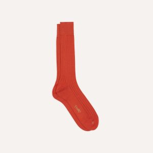 Orange Cotton Mid-Calf Socks