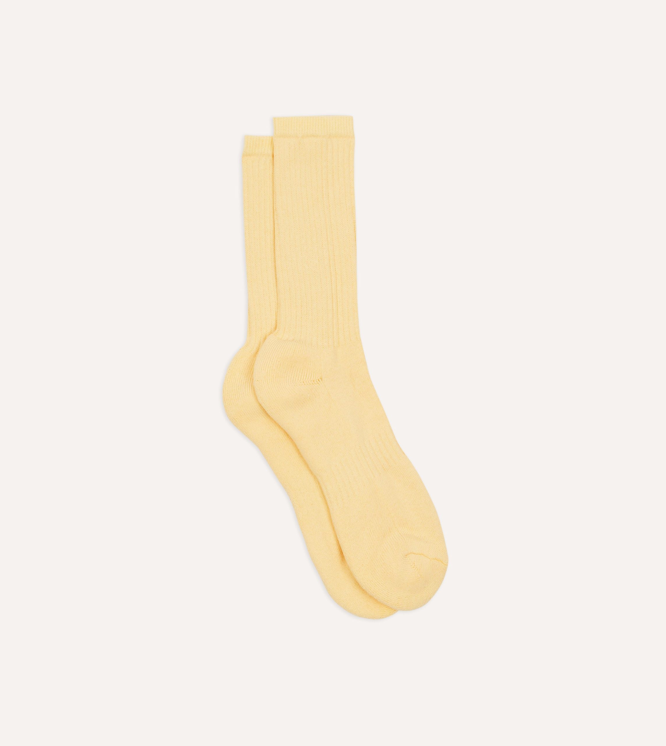 Light Yellow Cotton Sports Socks