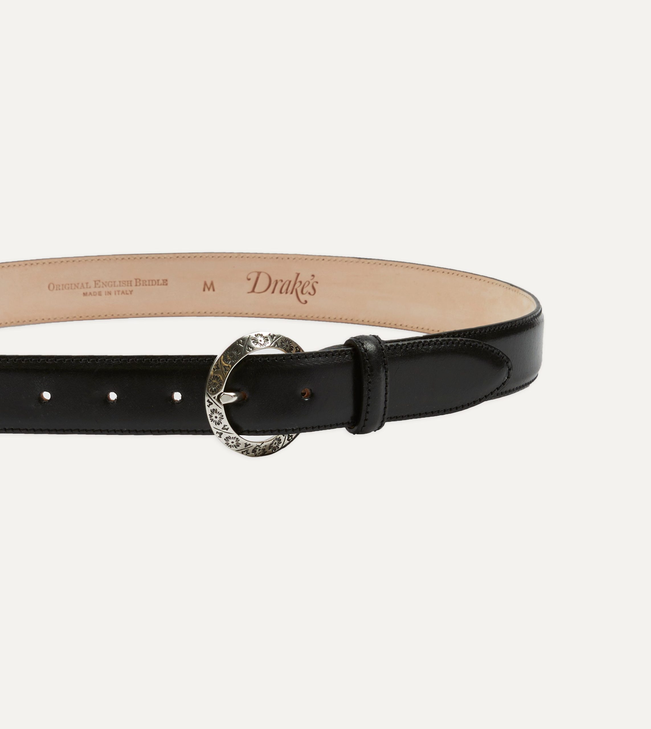 Black Bridle Calf Leather Western Belt - Image 3