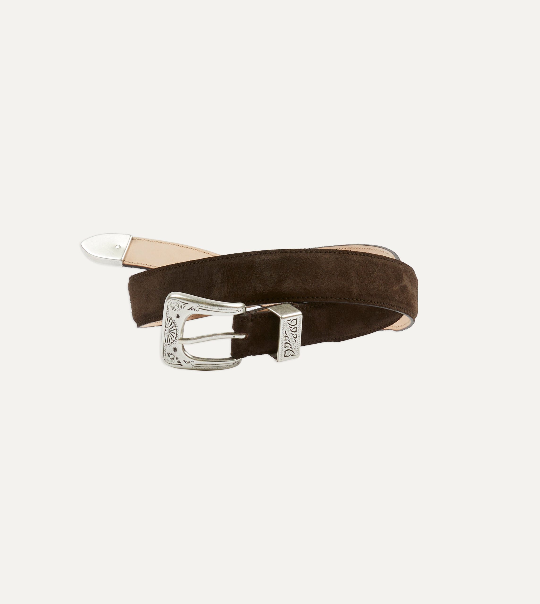 Dark Brown Suede Western Belt - Image 6