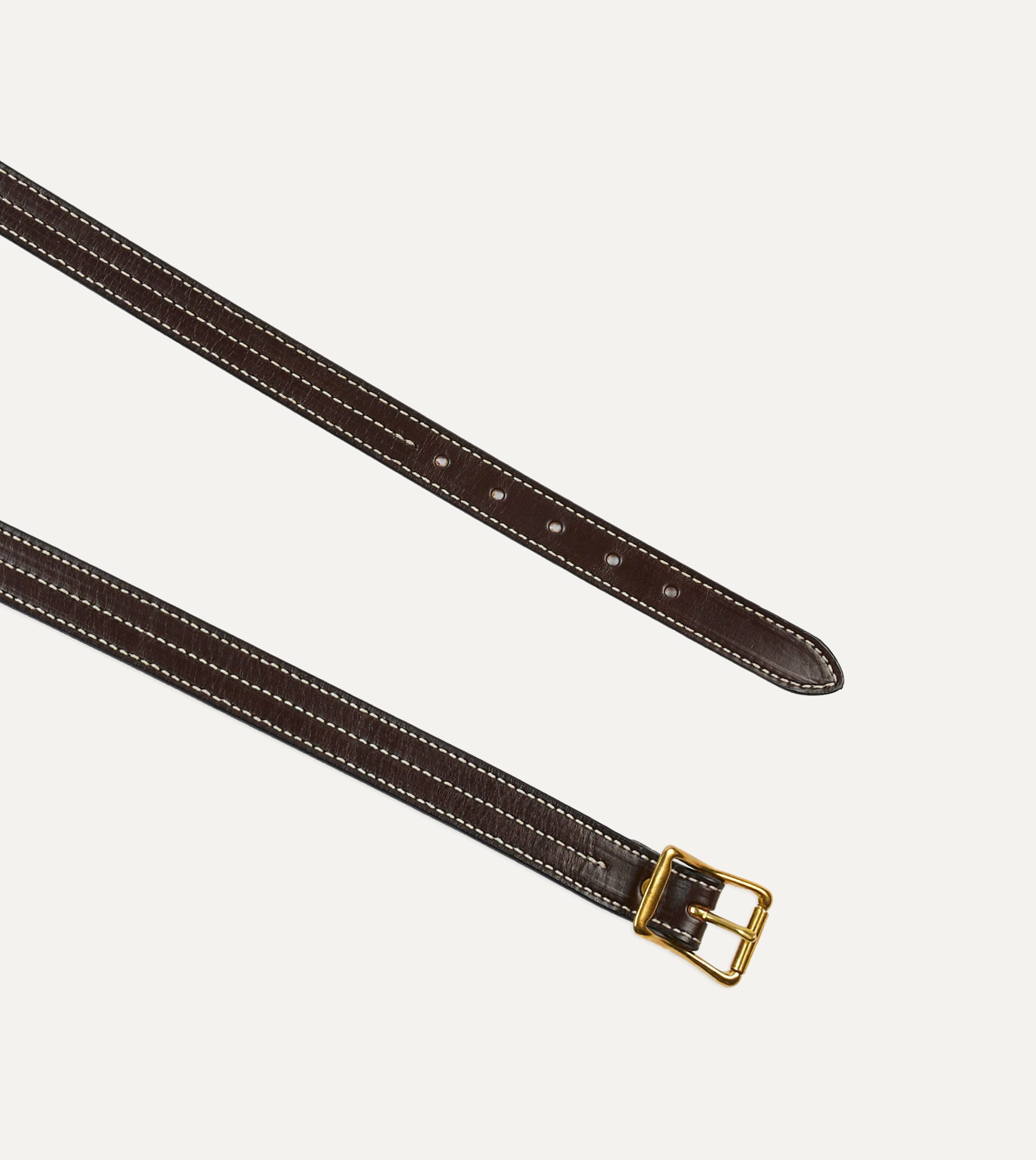 Yuketen Dark Brown Triple Stitched Leather Belt - Image 2