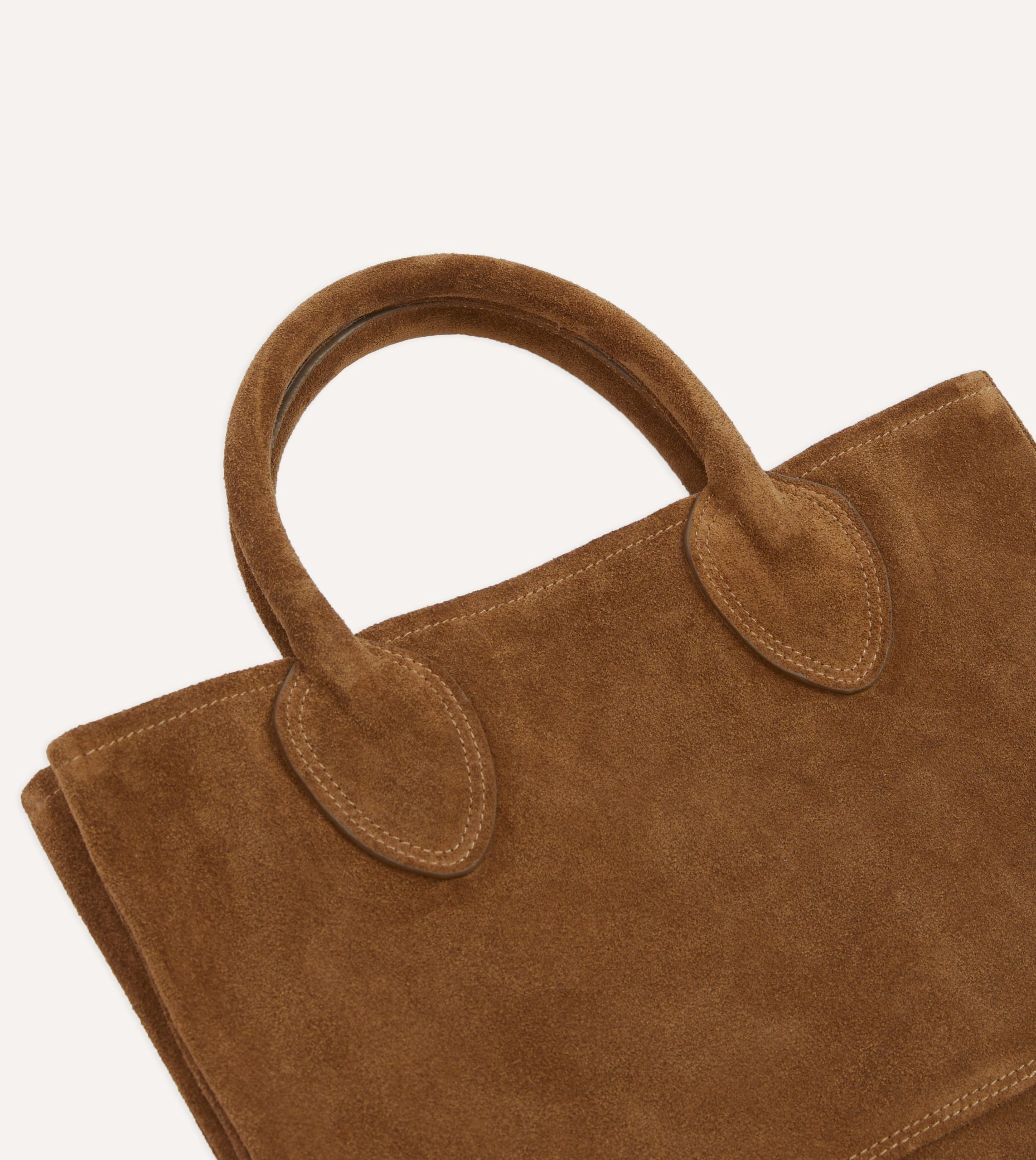 Tobacco Suede Tote Bag - Image 3