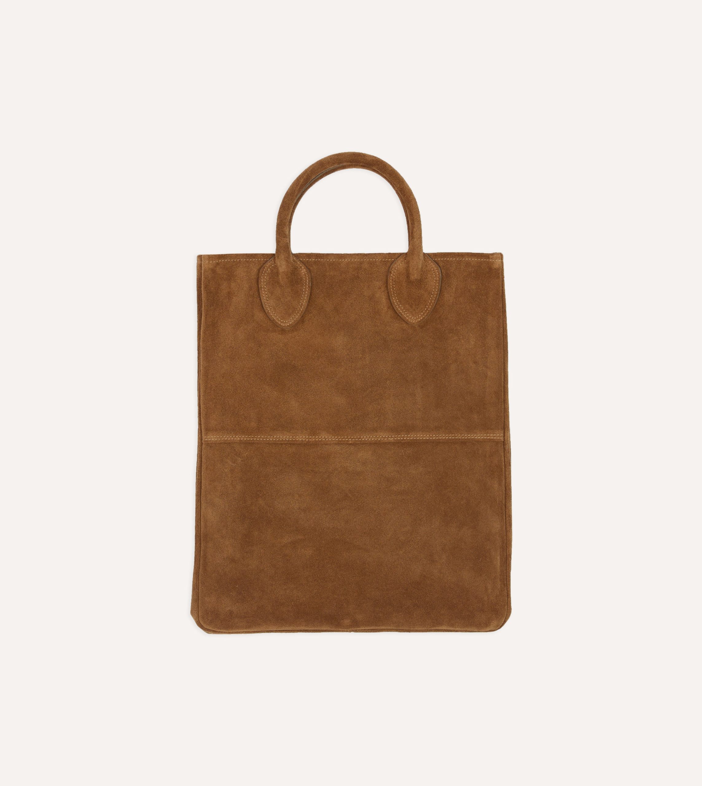 Tobacco Suede Tote Bag - Image 5