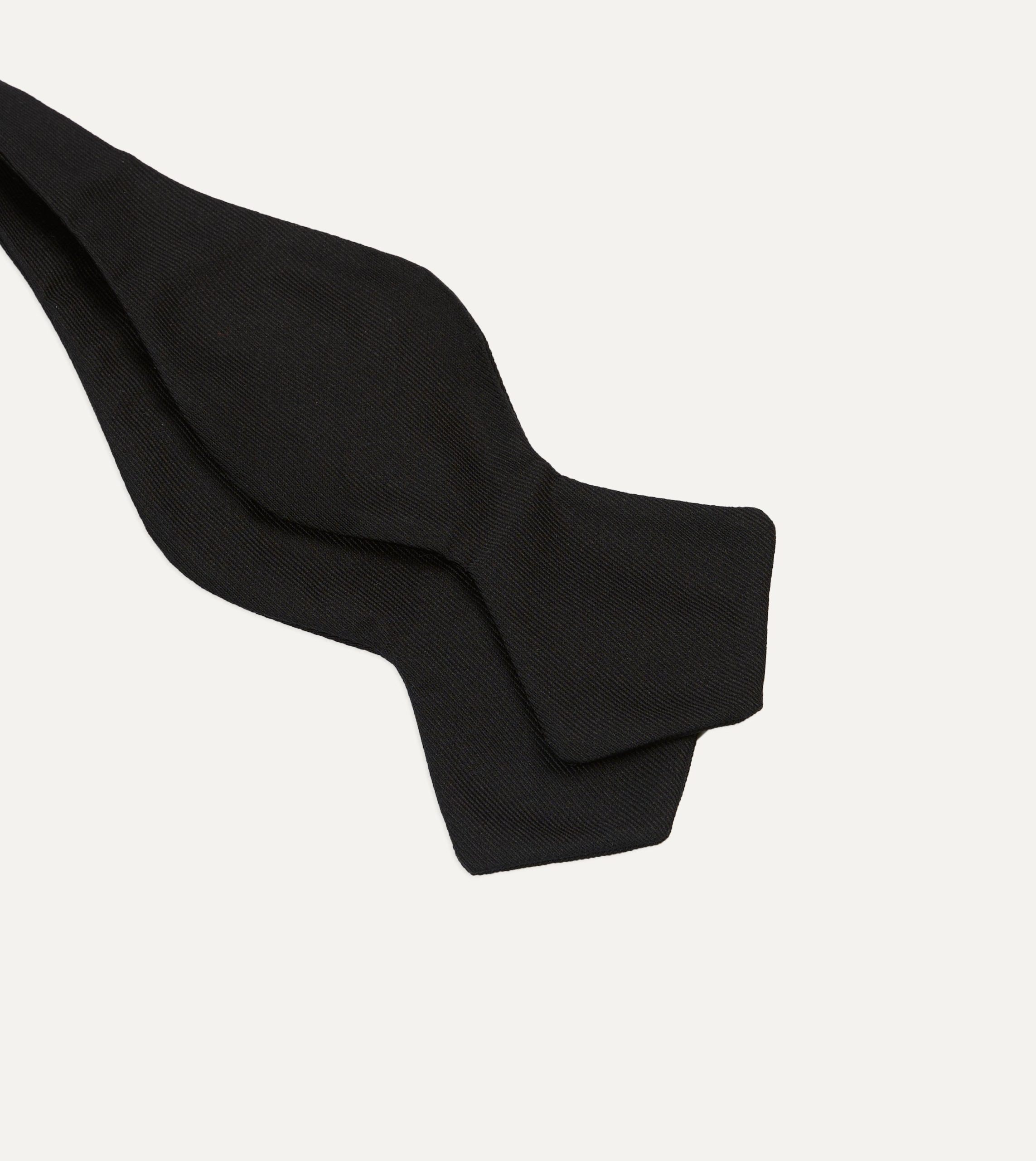 Black Self-Tie Silk Batwing Bow Tie - Image 2
