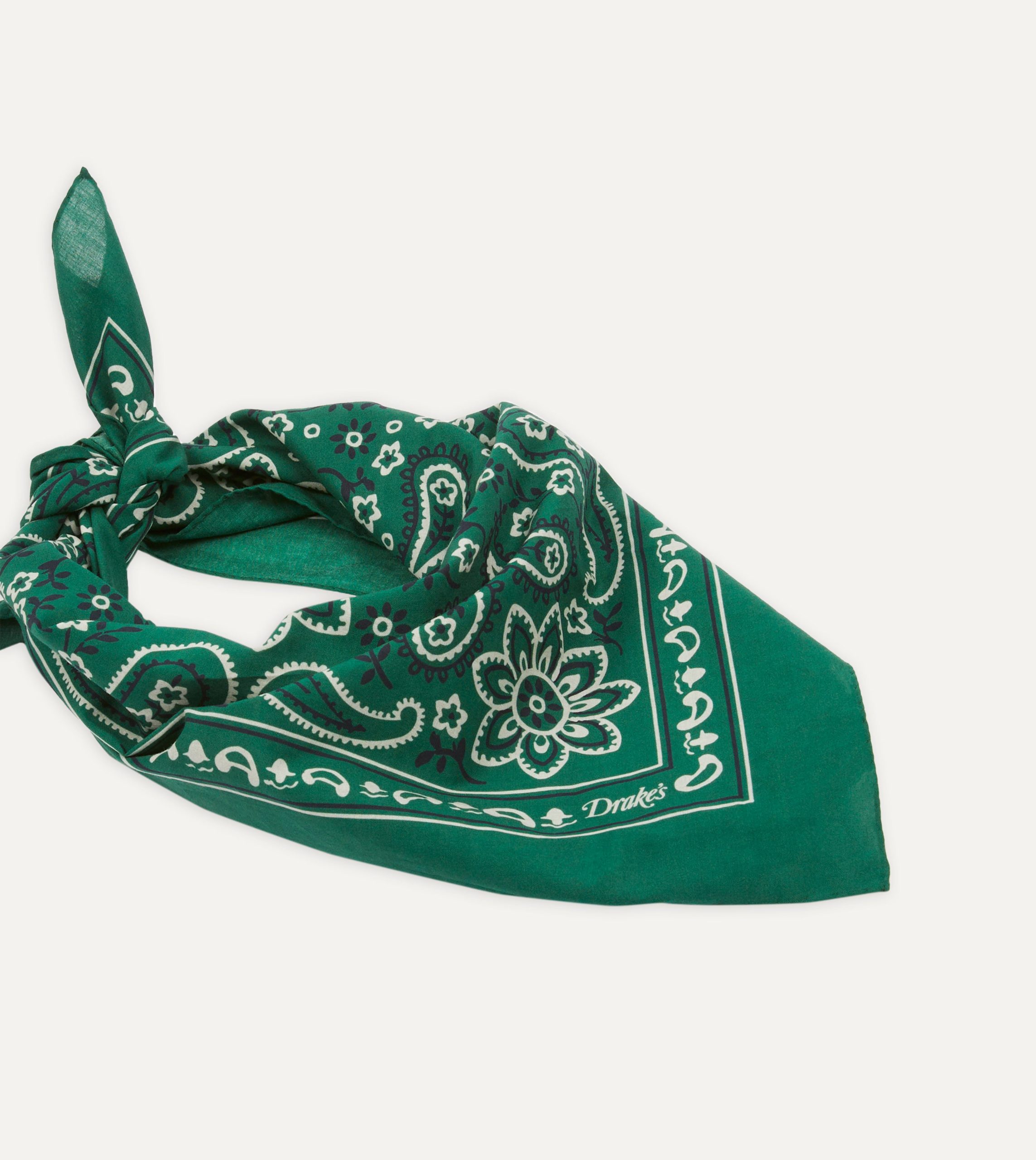 Green Paisley Print Cotton Bandana - Image 4