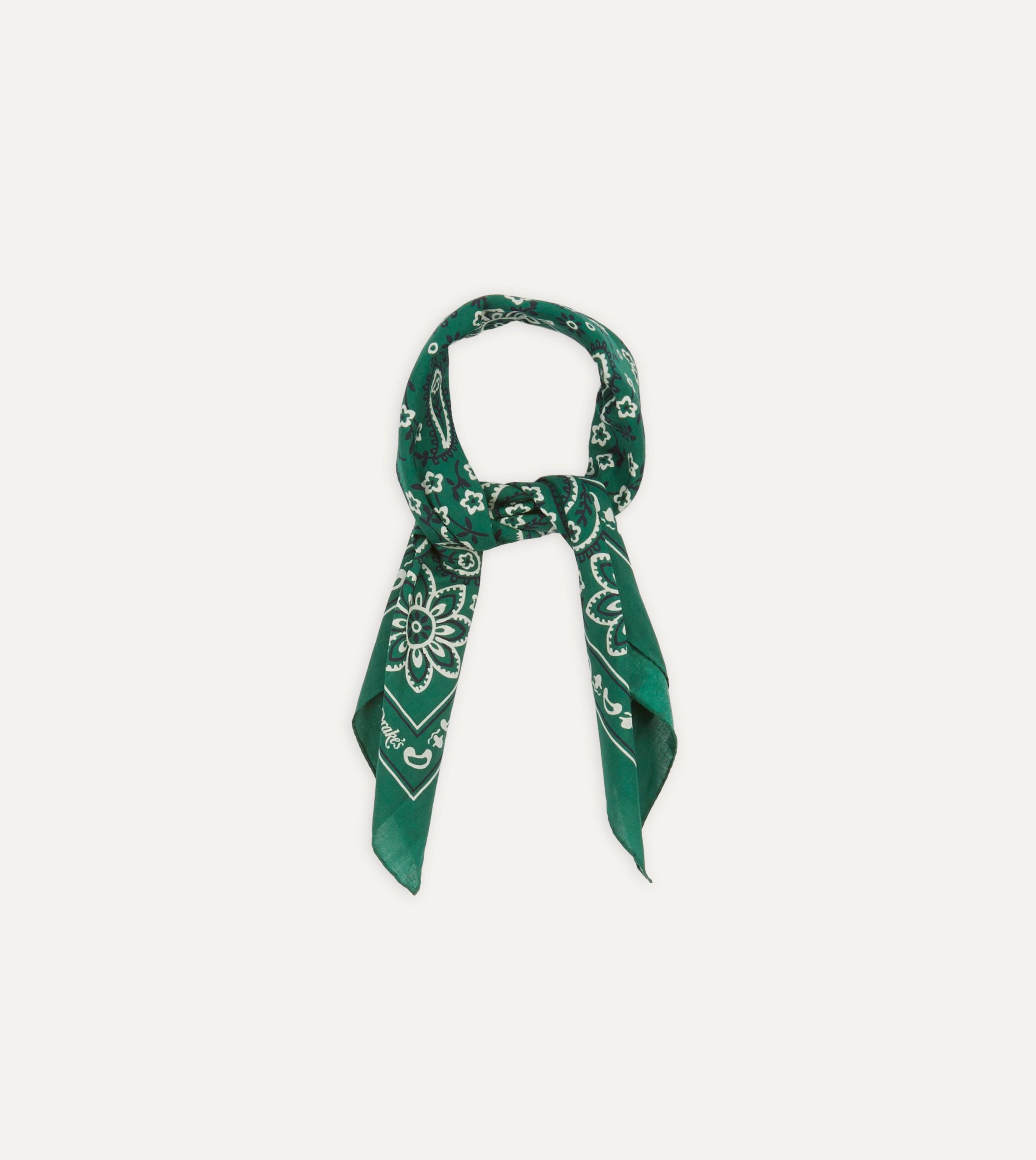 Green Paisley Print Cotton Bandana - Image 3