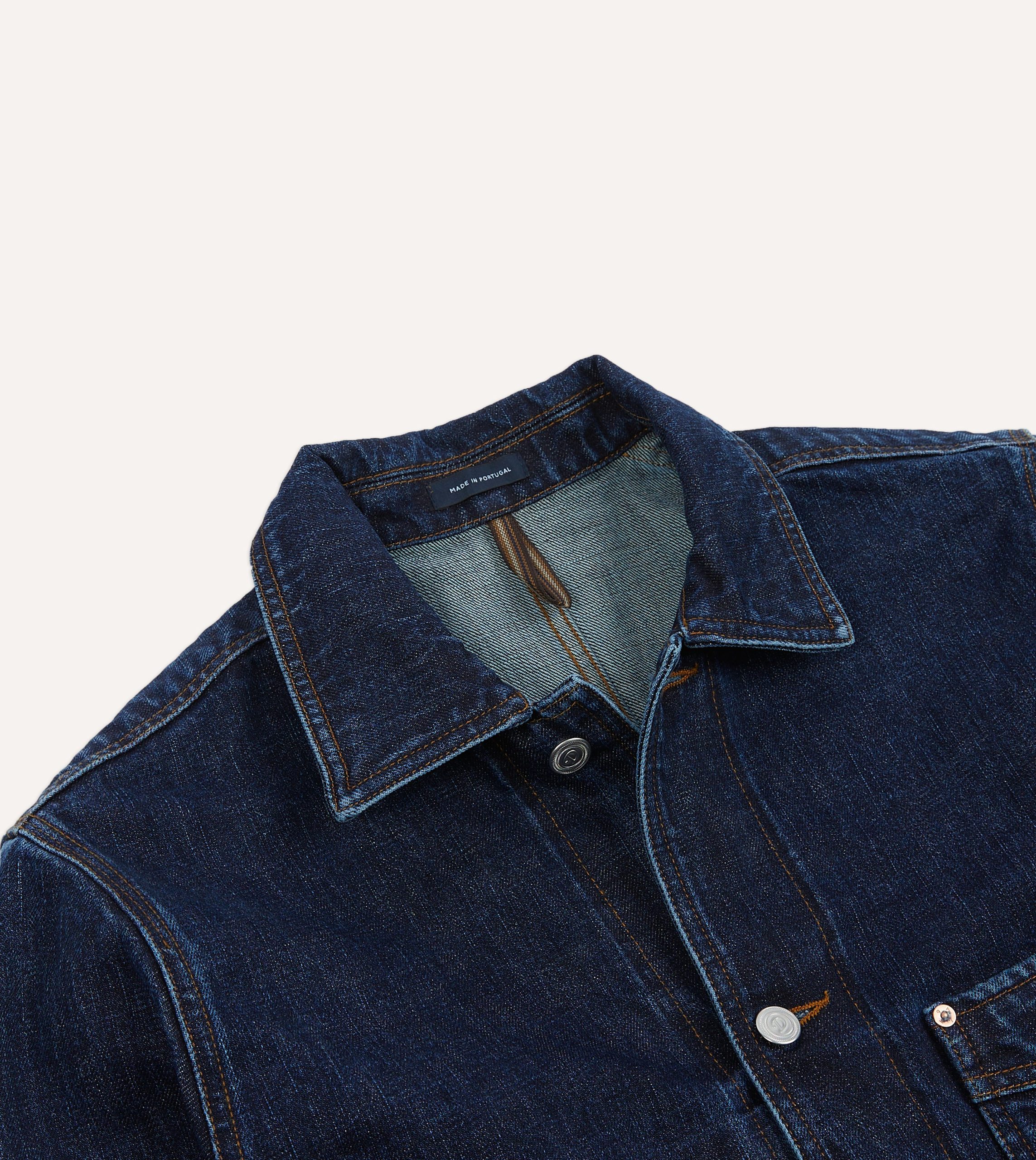 Stone Wash Selvedge Denim Five-Pocket Chore Jacket - Image 3
