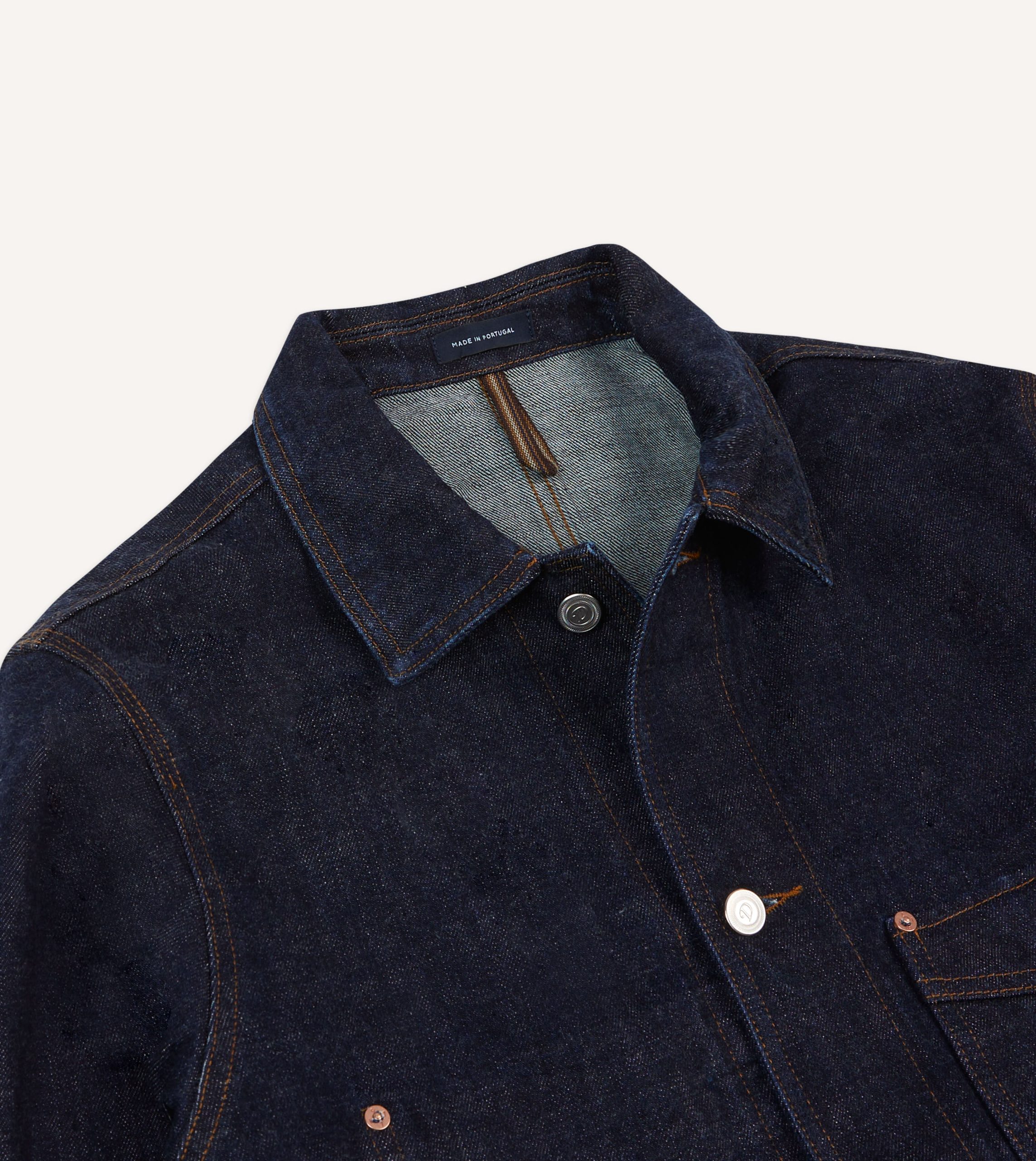 Indigo Rinse Denim Five-Pocket Chore Jacket - Image 3