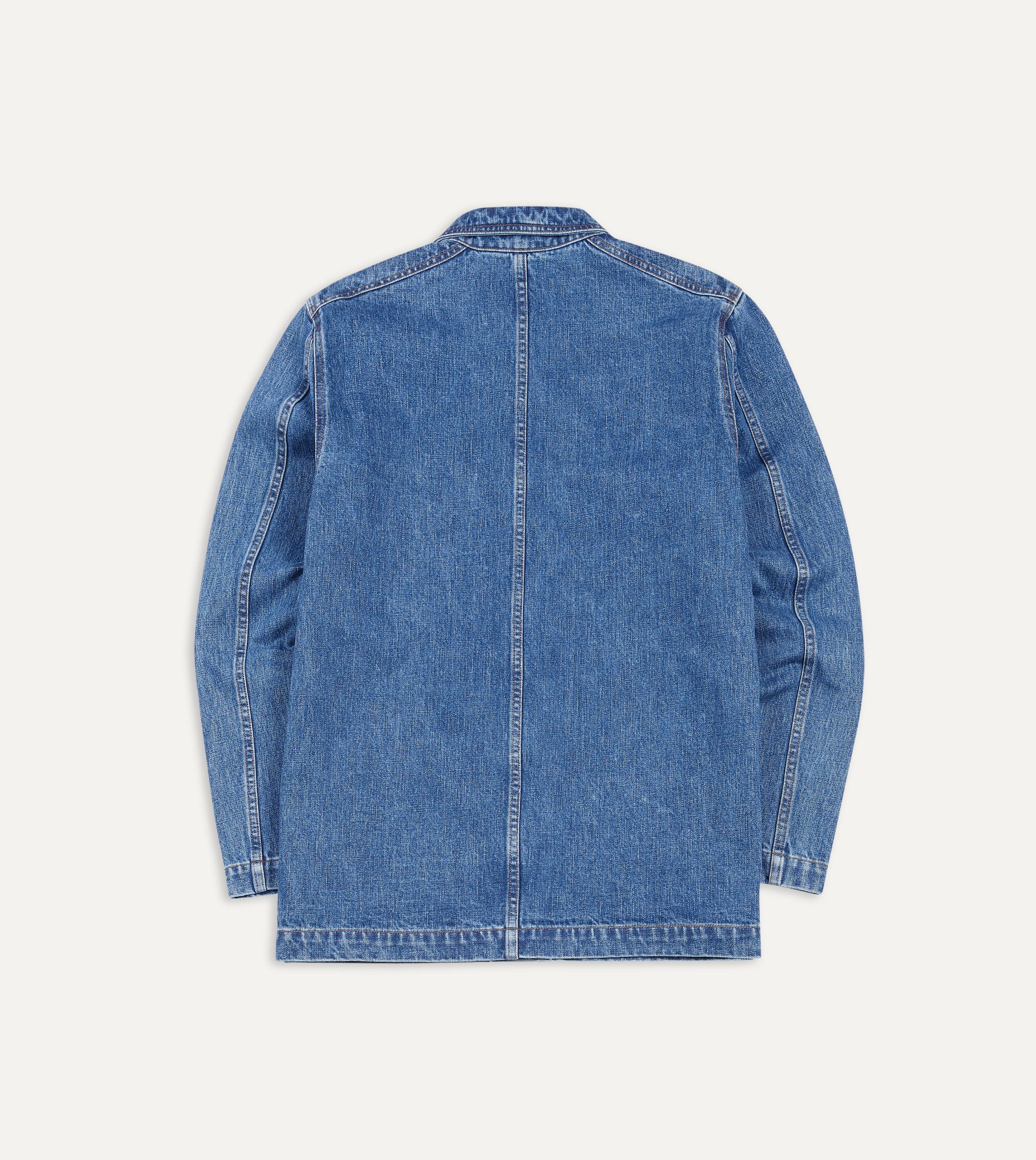 Bleach Wash Selvedge Denim Five-Pocket Chore Jacket - Image 6