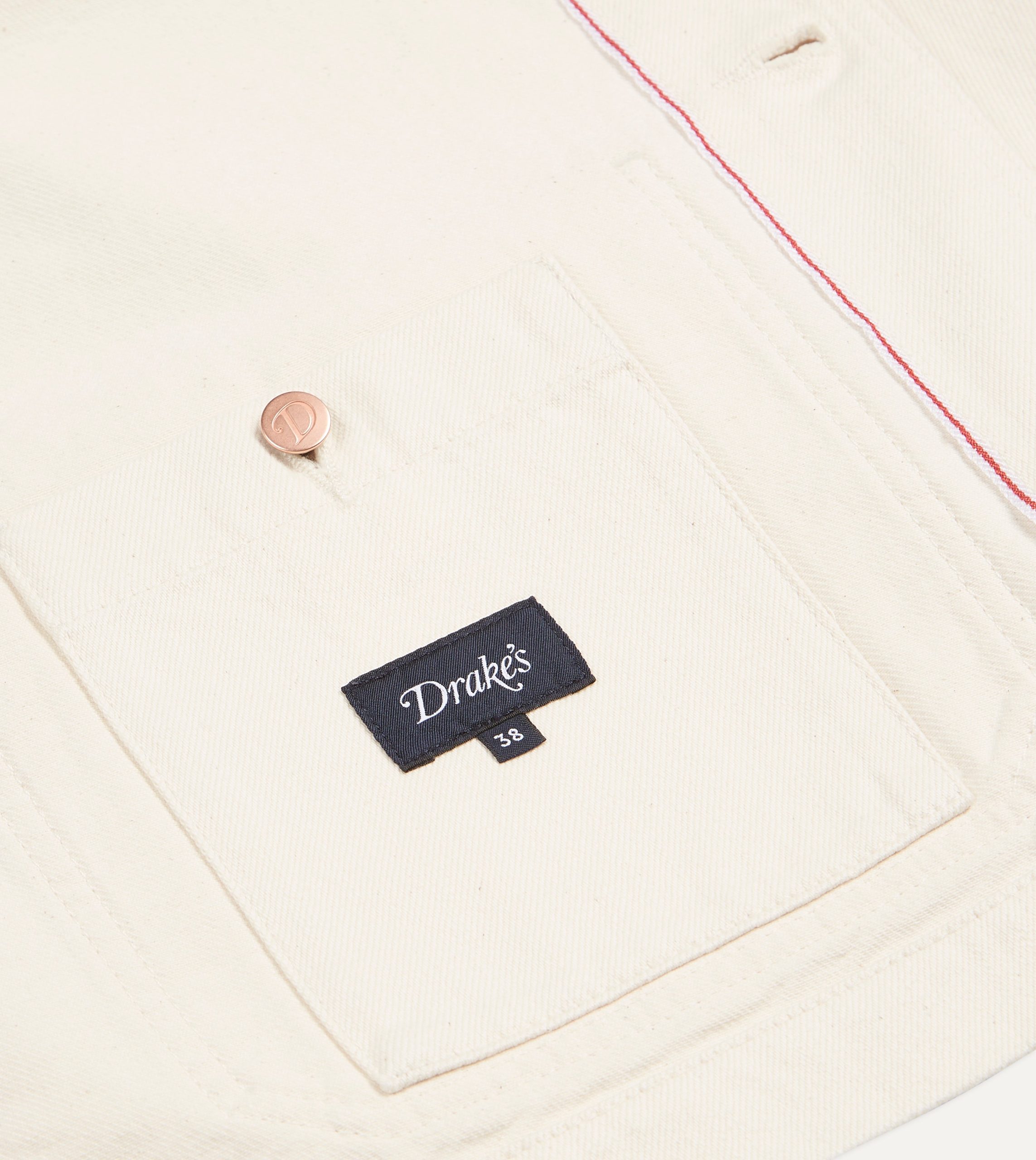 Ecru Selvedge Denim Five-Pocket Chore Jacket - Image 8