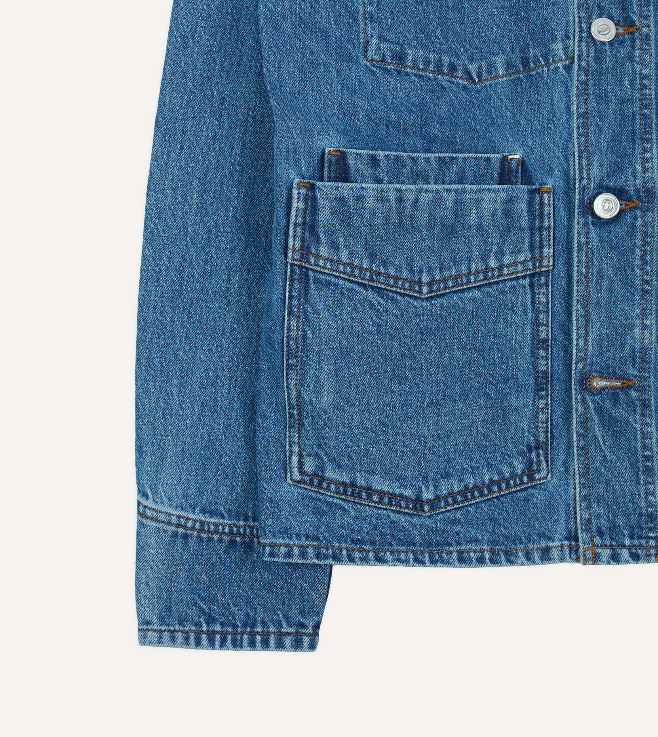 Bleach Wash Denim Work Jacket - Image 6