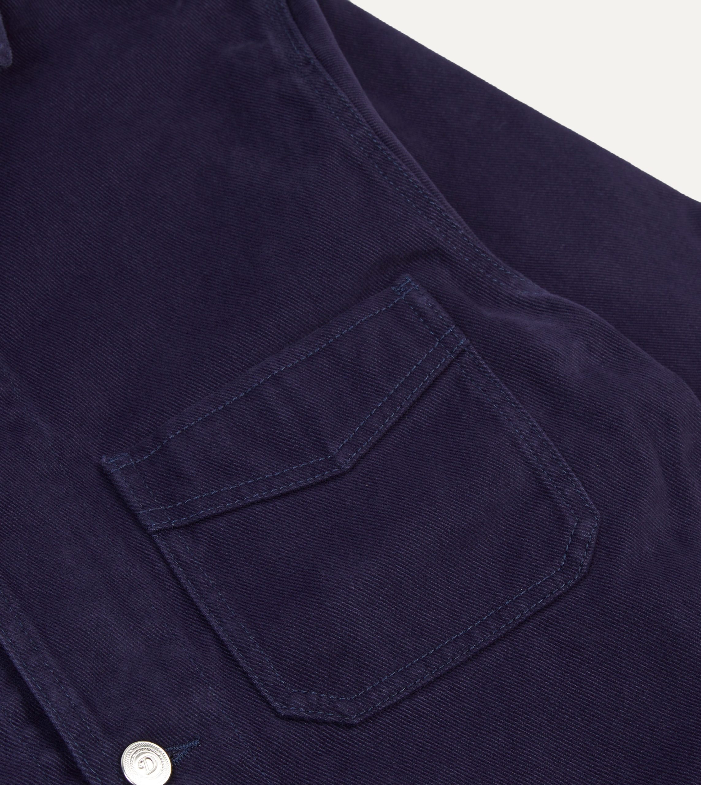 French Blue Heavy Twill Cotton Five-Pocket Chore Jacket - Image 4