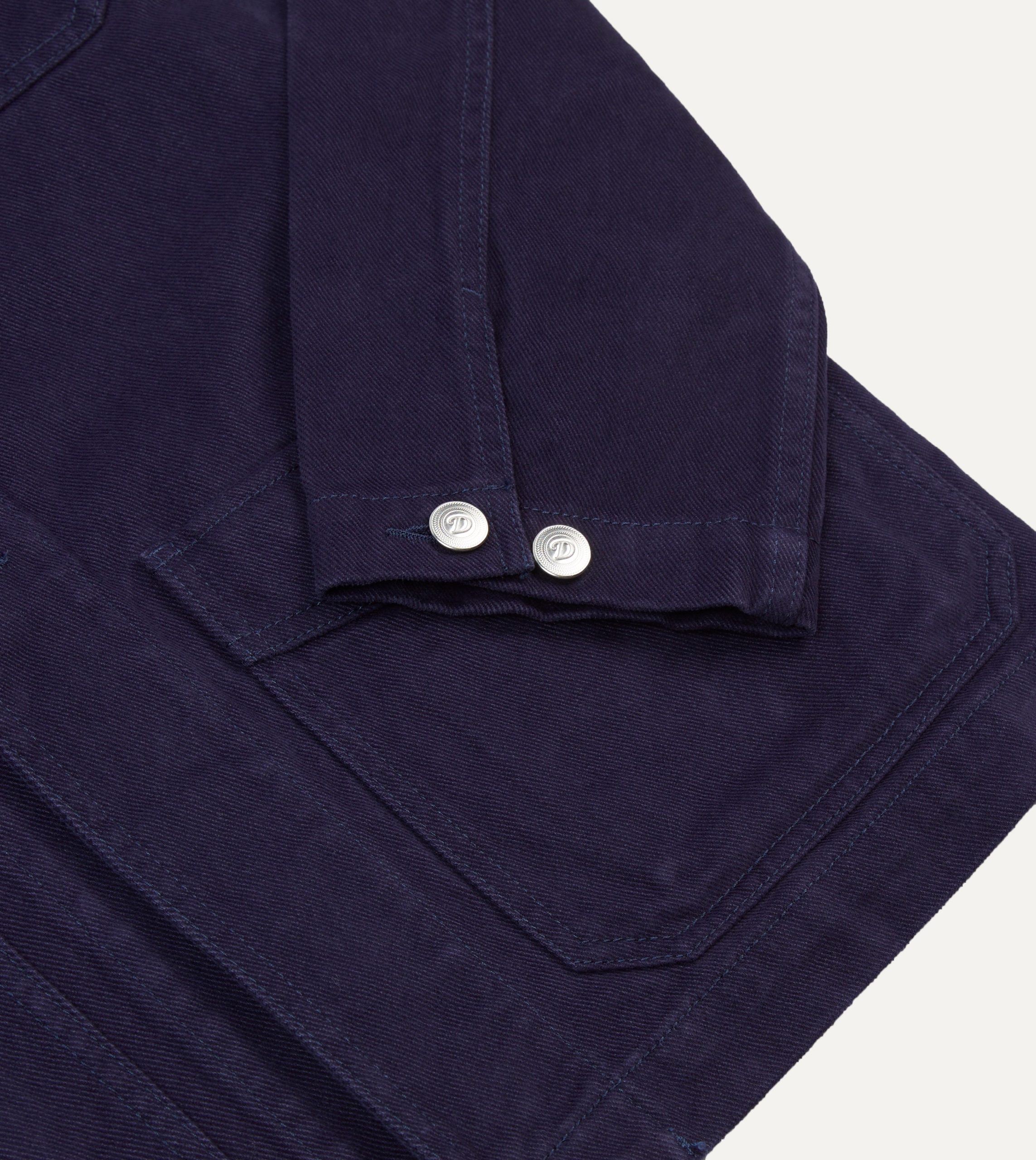 French Blue Heavy Twill Cotton Five-Pocket Chore Jacket - Image 5