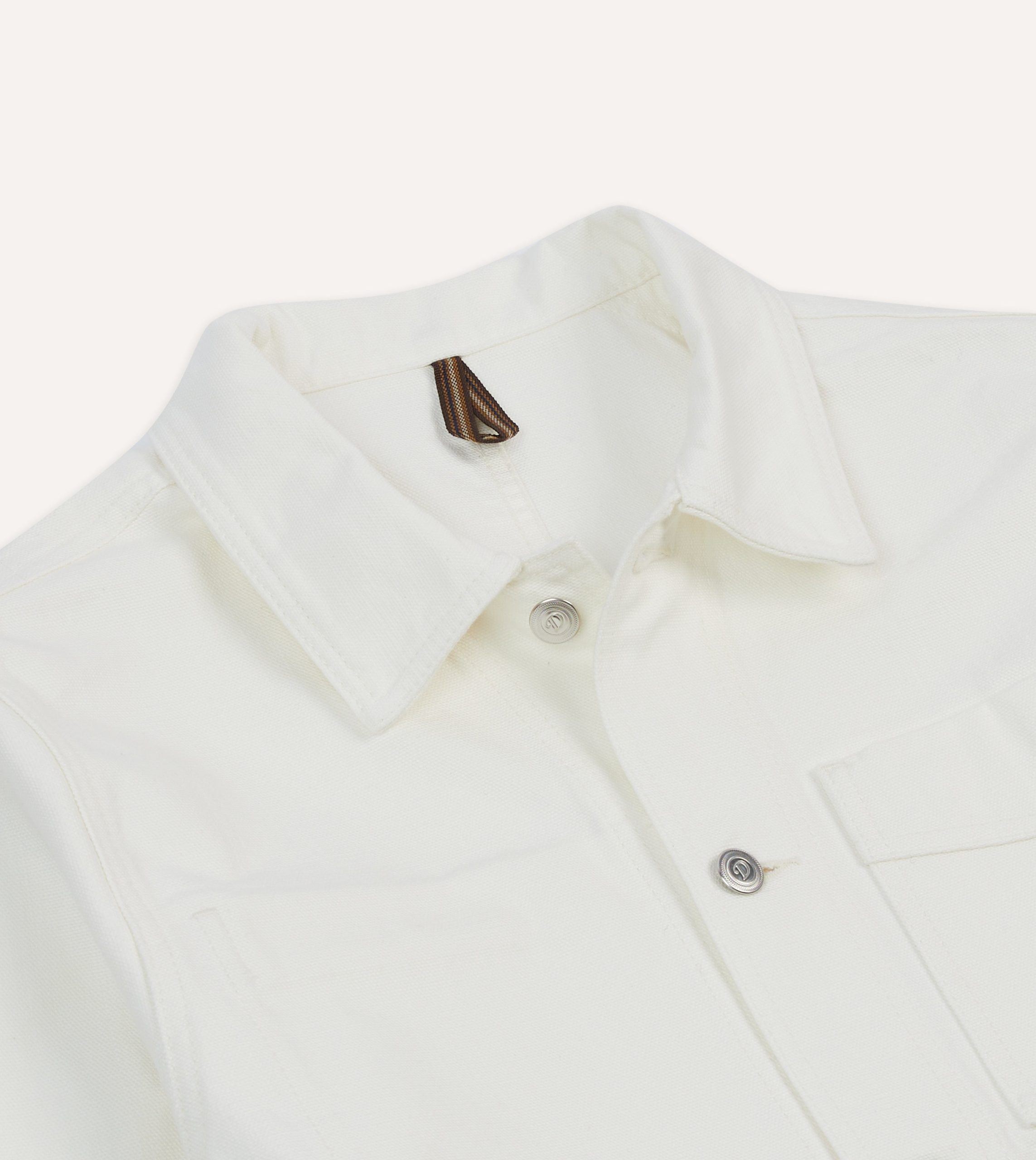 Ecru Cotton Canvas Work Jacket - Image 3