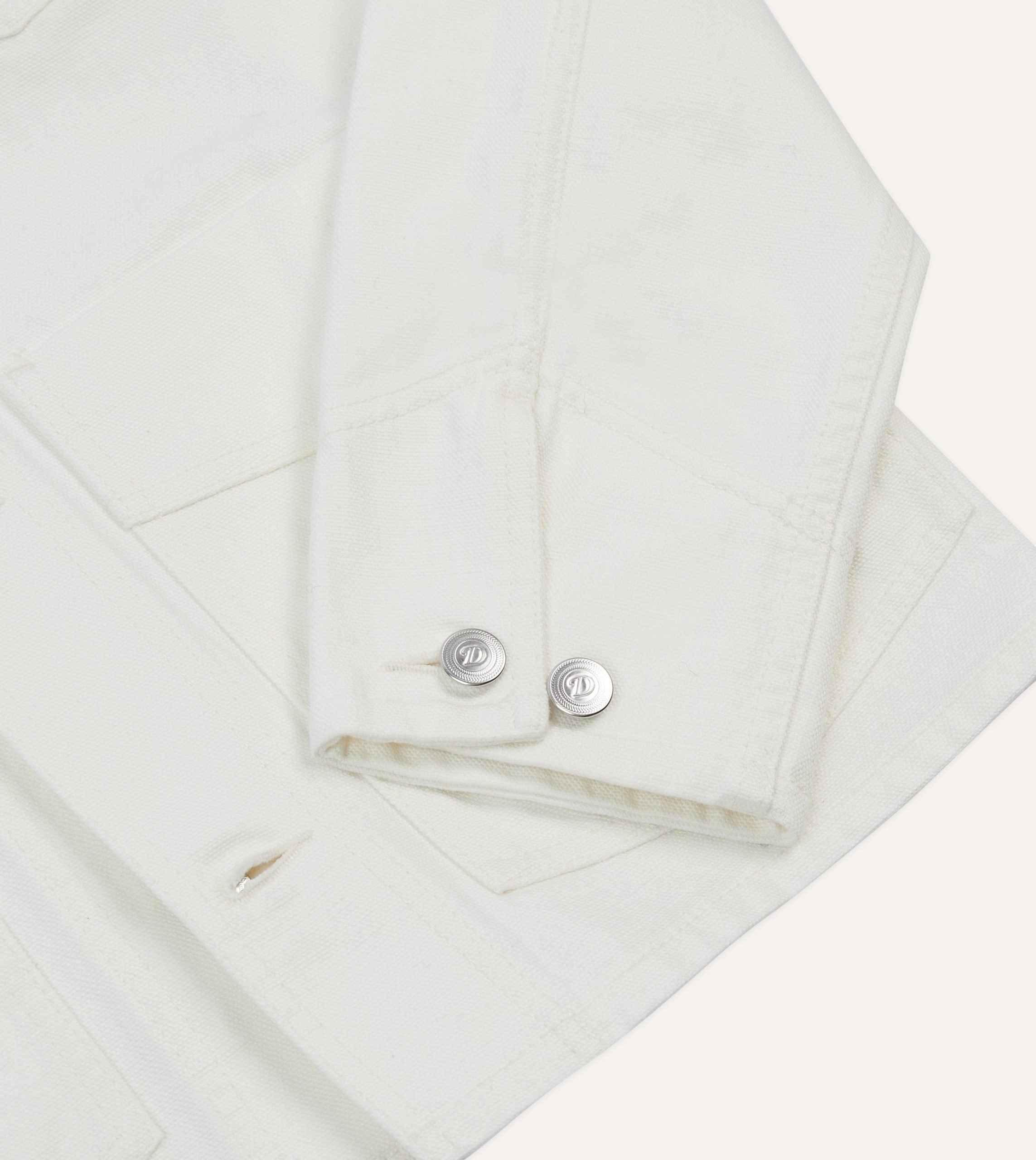 Ecru Cotton Canvas Work Jacket - Image 5